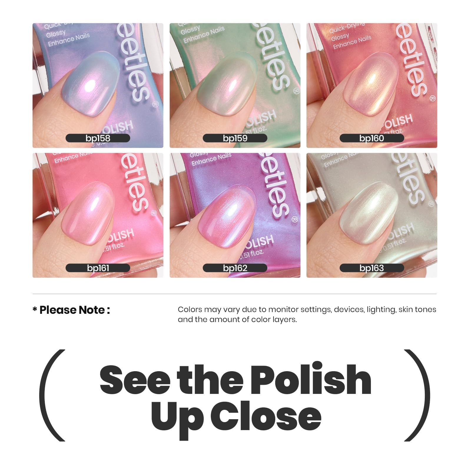 Foto 6 | Set De Esmaltes De Uñas Beetles Pearl Mermaid Glow, 6 Colores, 15 Ml - Venta Internacional.