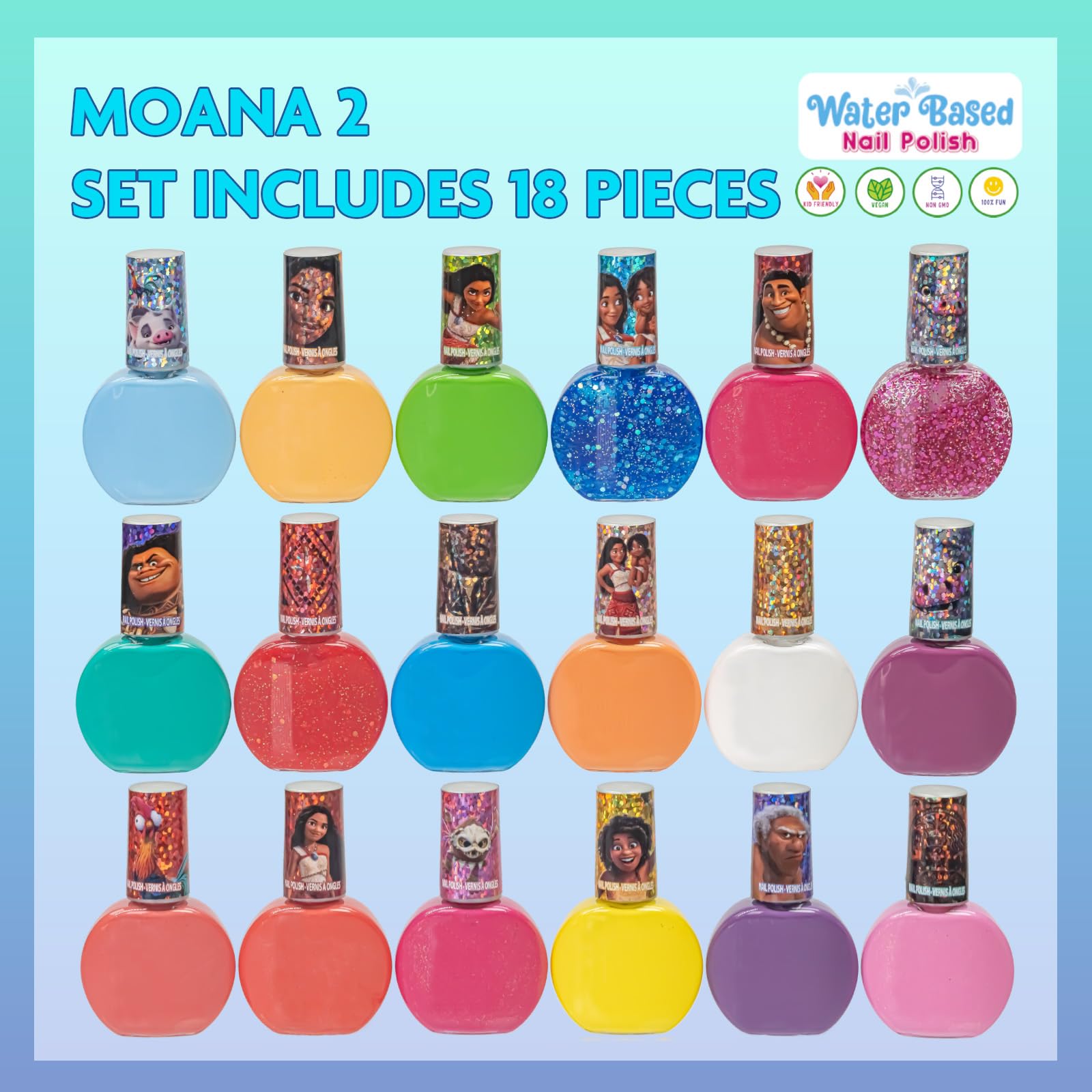 Foto 3 pulgar | Set De Esmaltes De Uñas Townley Girl Moana 2 A Base De Agua, 18 Unidades, 3 O Más - Venta Internacional.