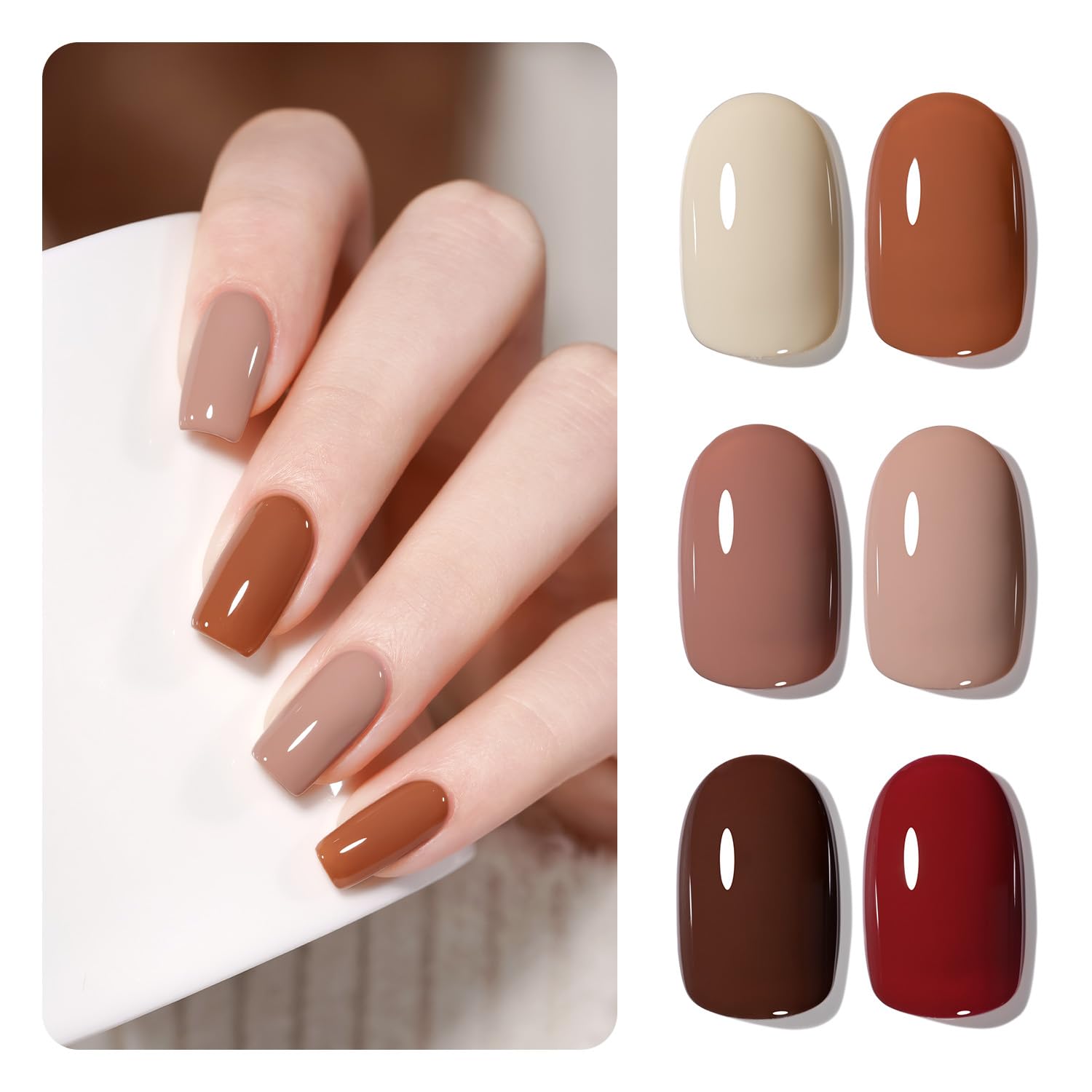 Set De Esmaltes De Uñas En Gel Gaoy, Rojo, Marrón Y Blanco, 6,5 Ml X 6 - Venta Internacional.