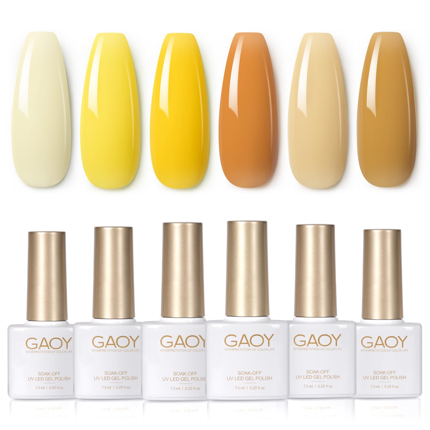 Set De Esmaltes De Uñas Gaoy, Gel Amarillo Y Naranja, 6 Colores, 7,3 Ml - Venta Internacional.