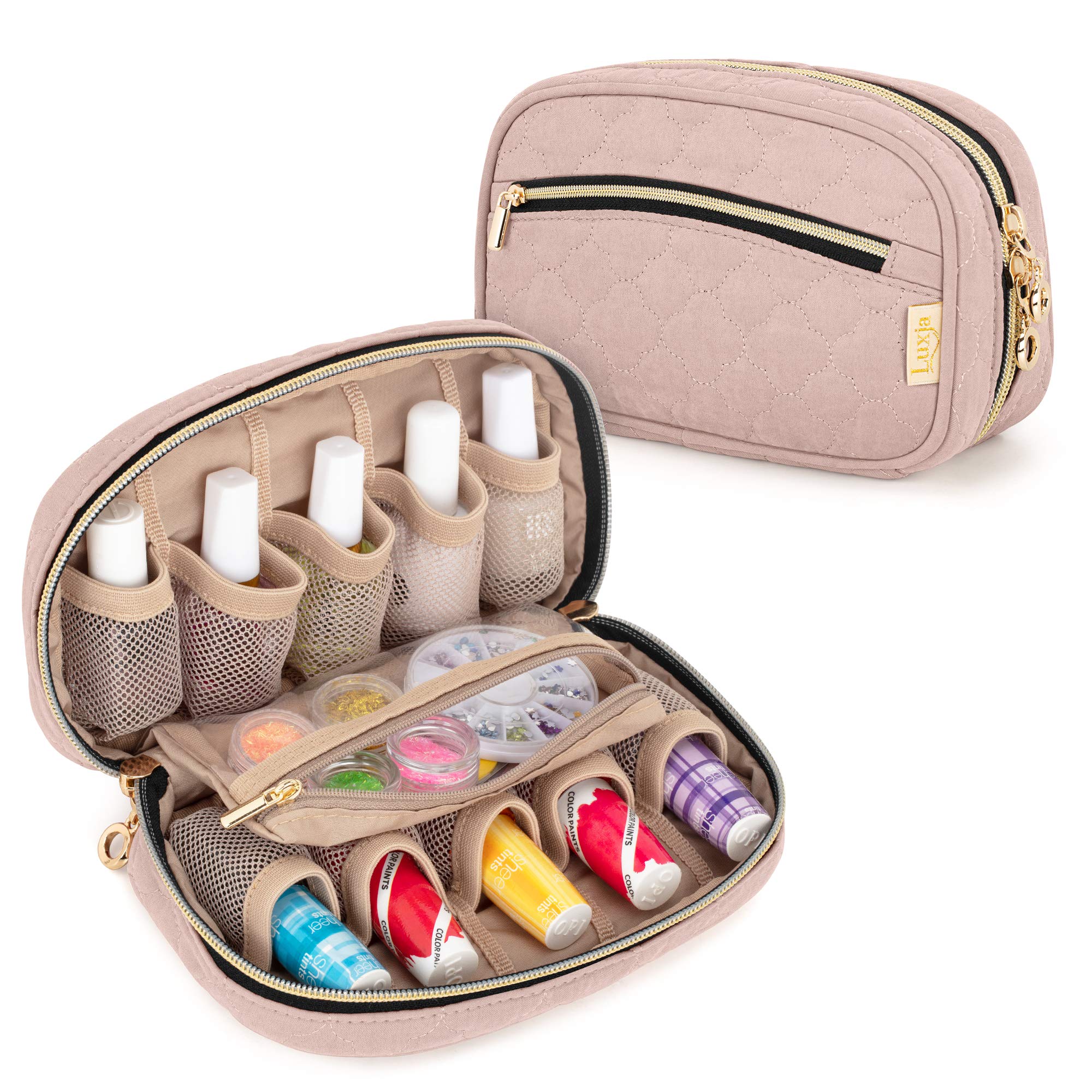 Estuche De Esmalte De Uñas Luxja Con Capacidad Para 10 Botellas De 15 Ml Con Bolsillos Con Cierre - Venta Internacional