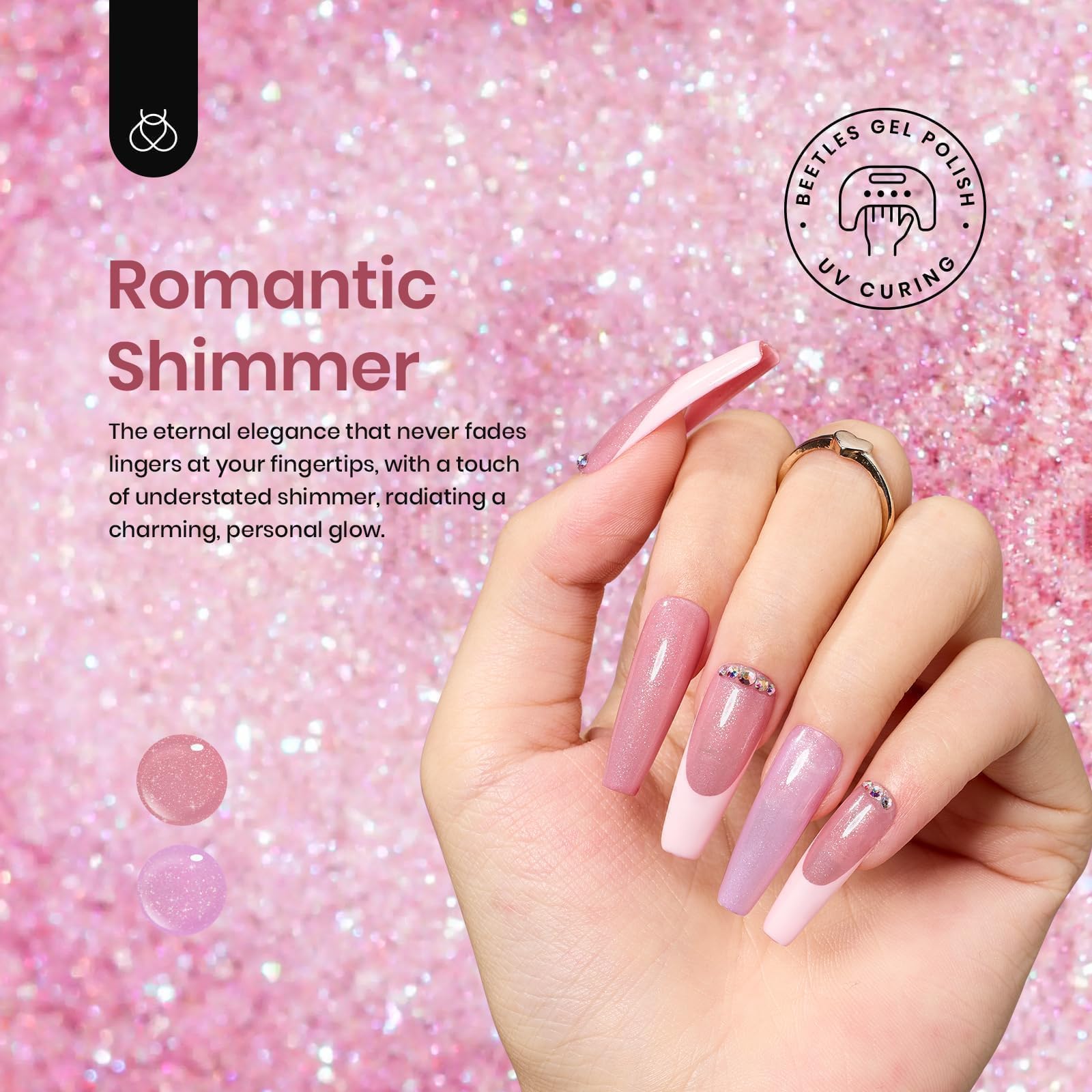 Foto 2 | Esmalte De Uñas Beetles Jelly Gel, 6 Unidades, Purpurina Rosa Nude, 7,5 Ml - Venta Internacional.