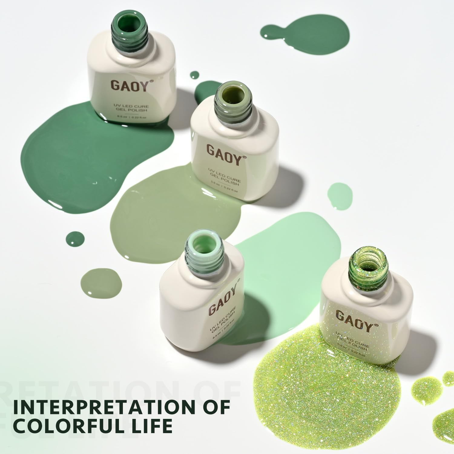 Foto 5 | Kit De Esmaltes De Uñas En Gel Gaoy, Color Blanco Y Verde, Purpurina, 23 Unidades - Venta Internacional.