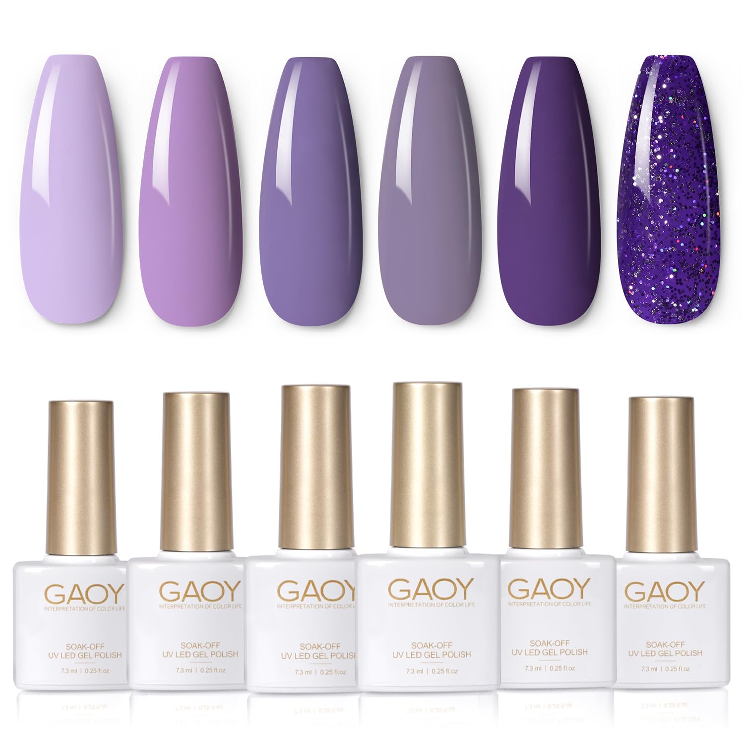 Set De Esmaltes De Uñas En Gel Gaoy Purple, 6 Colores, Purpurina - Venta Internacional.