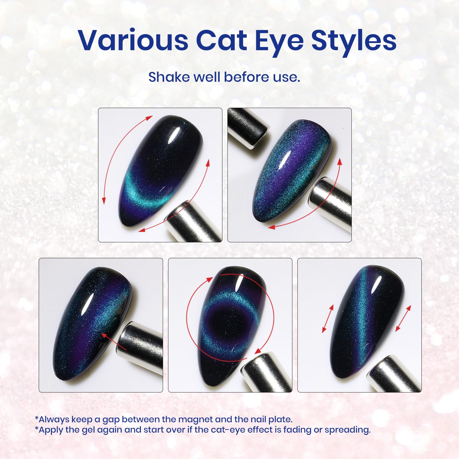 Foto 4 | Esmalte De Uñas En Gel Beetles Blue Cat Eye De 15 Ml Con Imán - Venta Internacional.