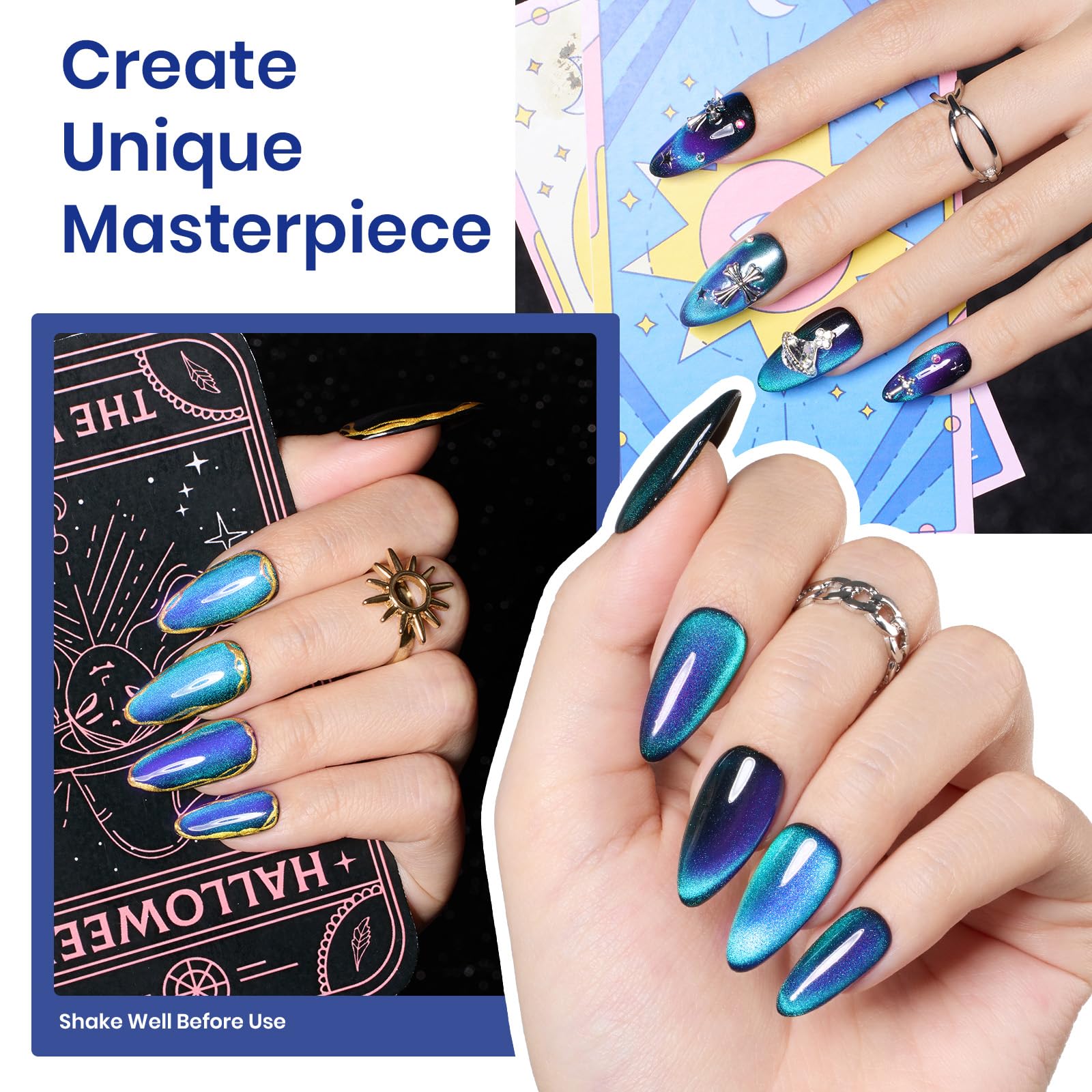 Foto 6 pulgar | Esmalte De Uñas En Gel Beetles Blue Cat Eye De 15 Ml Con Imán - Venta Internacional.
