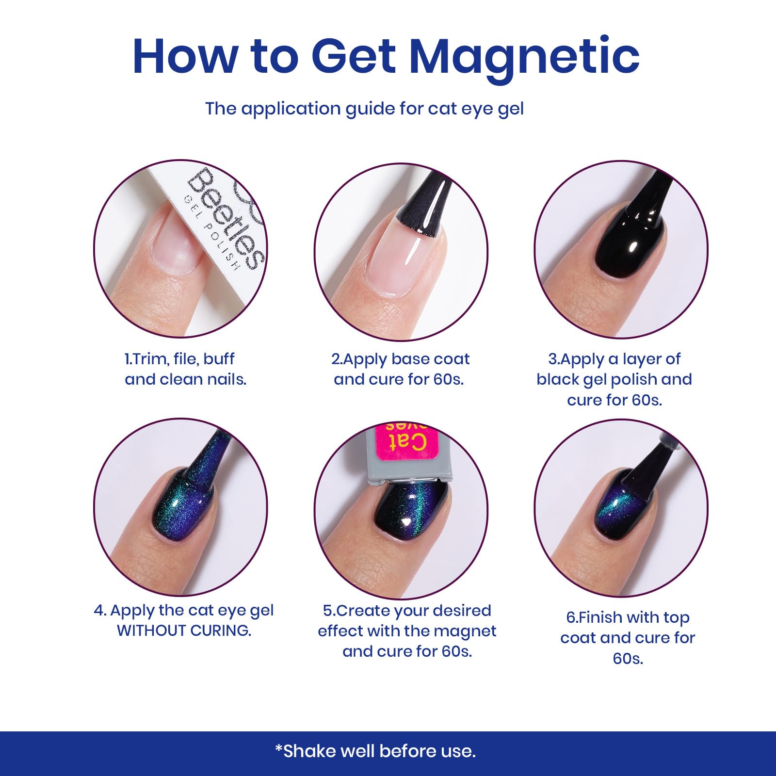 Foto 8 pulgar | Esmalte De Uñas En Gel Beetles Blue Cat Eye De 15 Ml Con Imán - Venta Internacional.