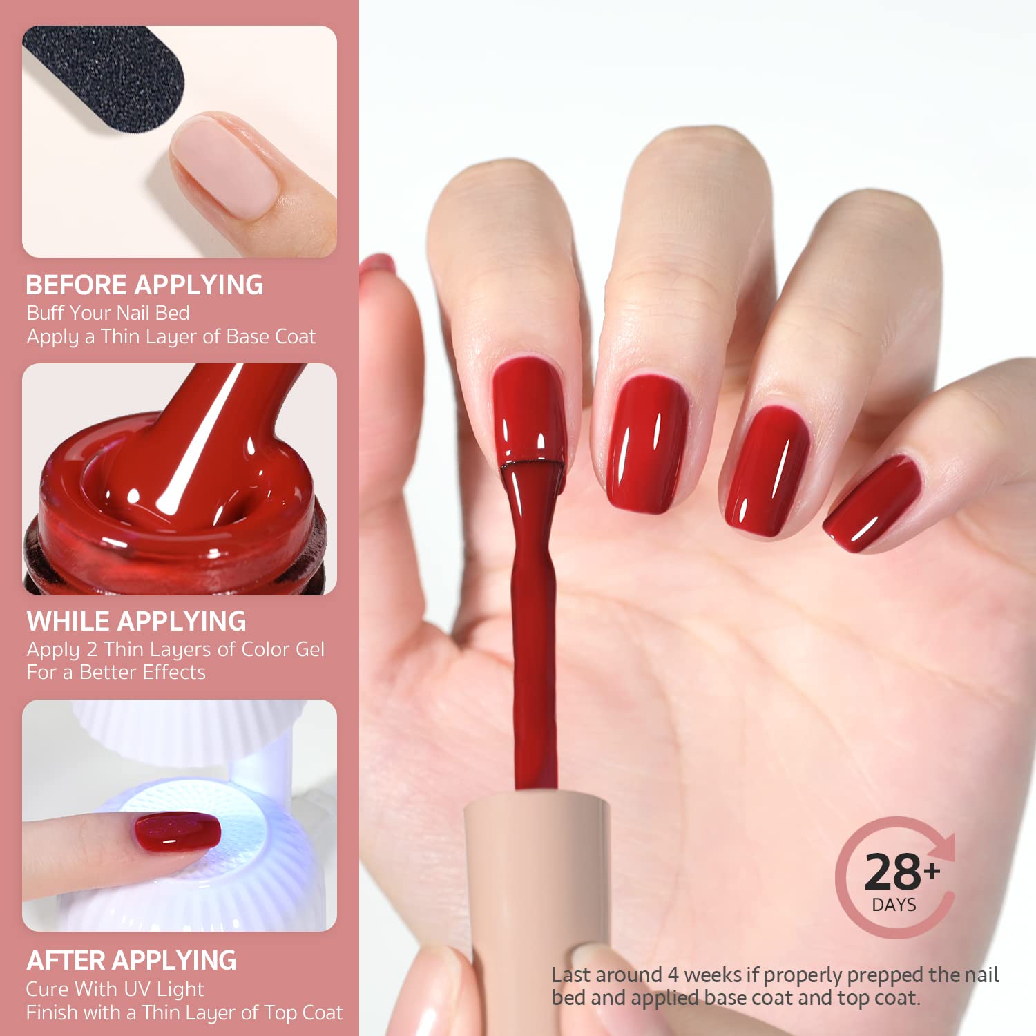 Foto 3 pulgar | Esmalte De Uñas En Gel Gaoy, Rojo Rubí, 16 Ml, Remoja Y Cura Con Luz Uv - Venta Internacional.