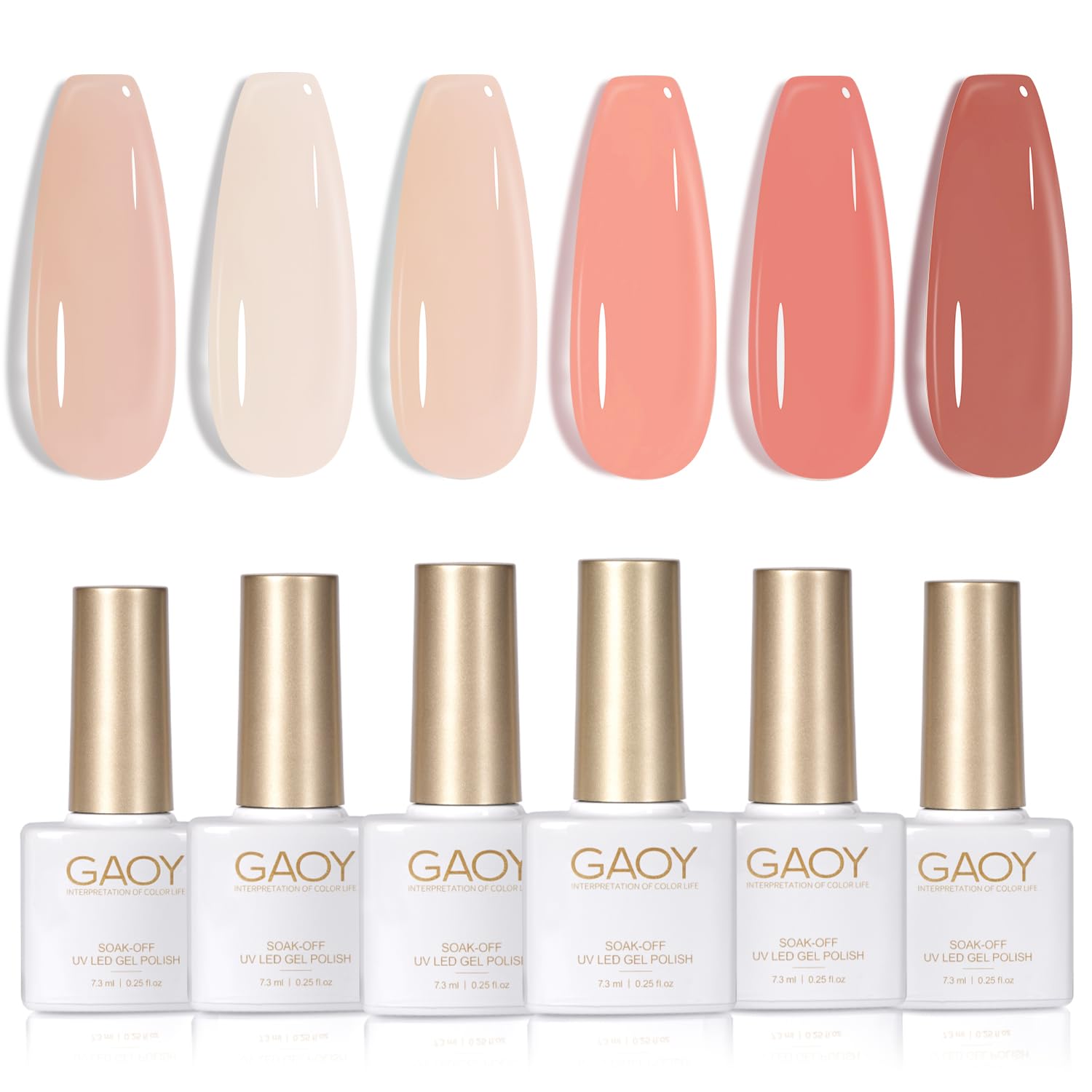 Set De Esmaltes De Uñas Gaoy Milky Pink Jelly Nude Gel 7,3 Ml X6 - Venta Internacional.