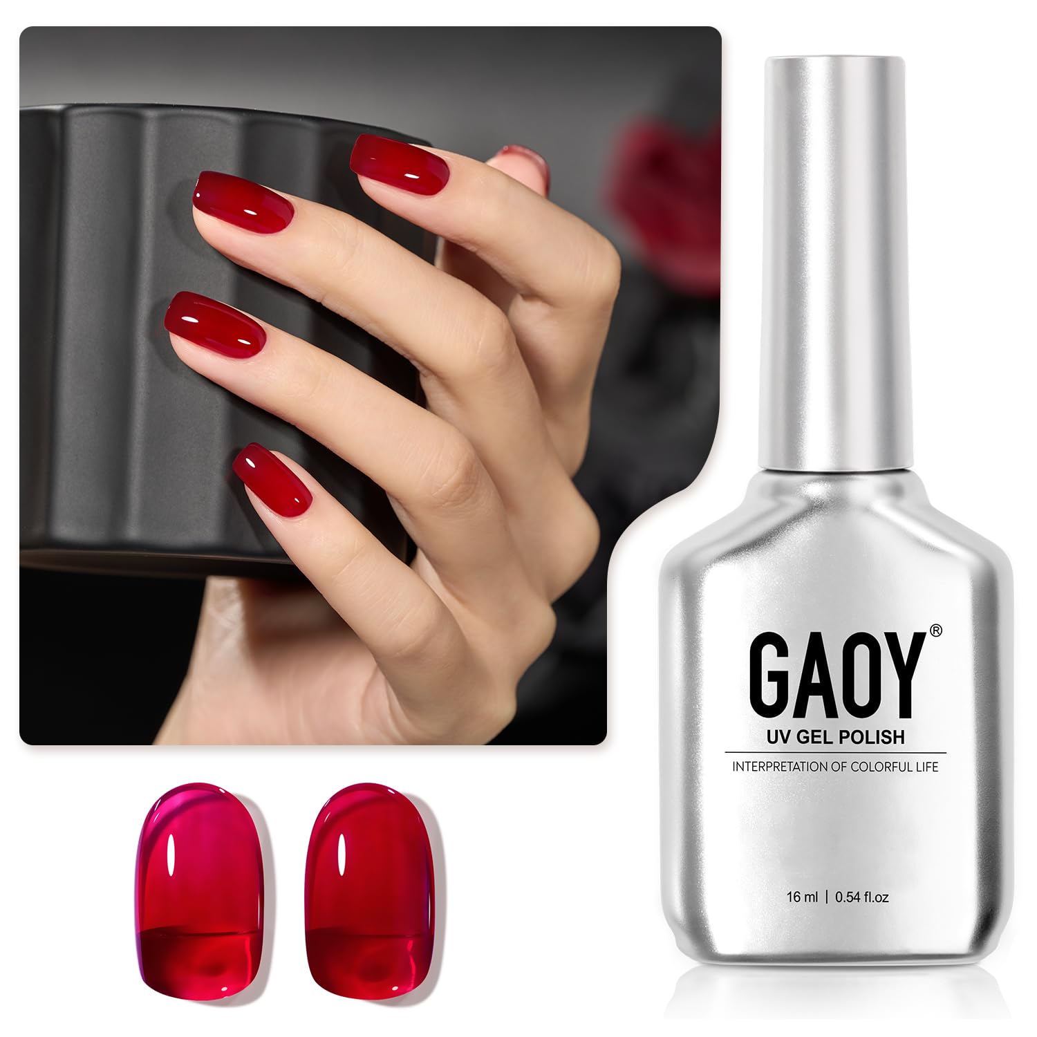 Esmalte De Uñas Gaoy Sheer Red Gel 16 Ml Soak Off Translúcido - Venta Internacional.