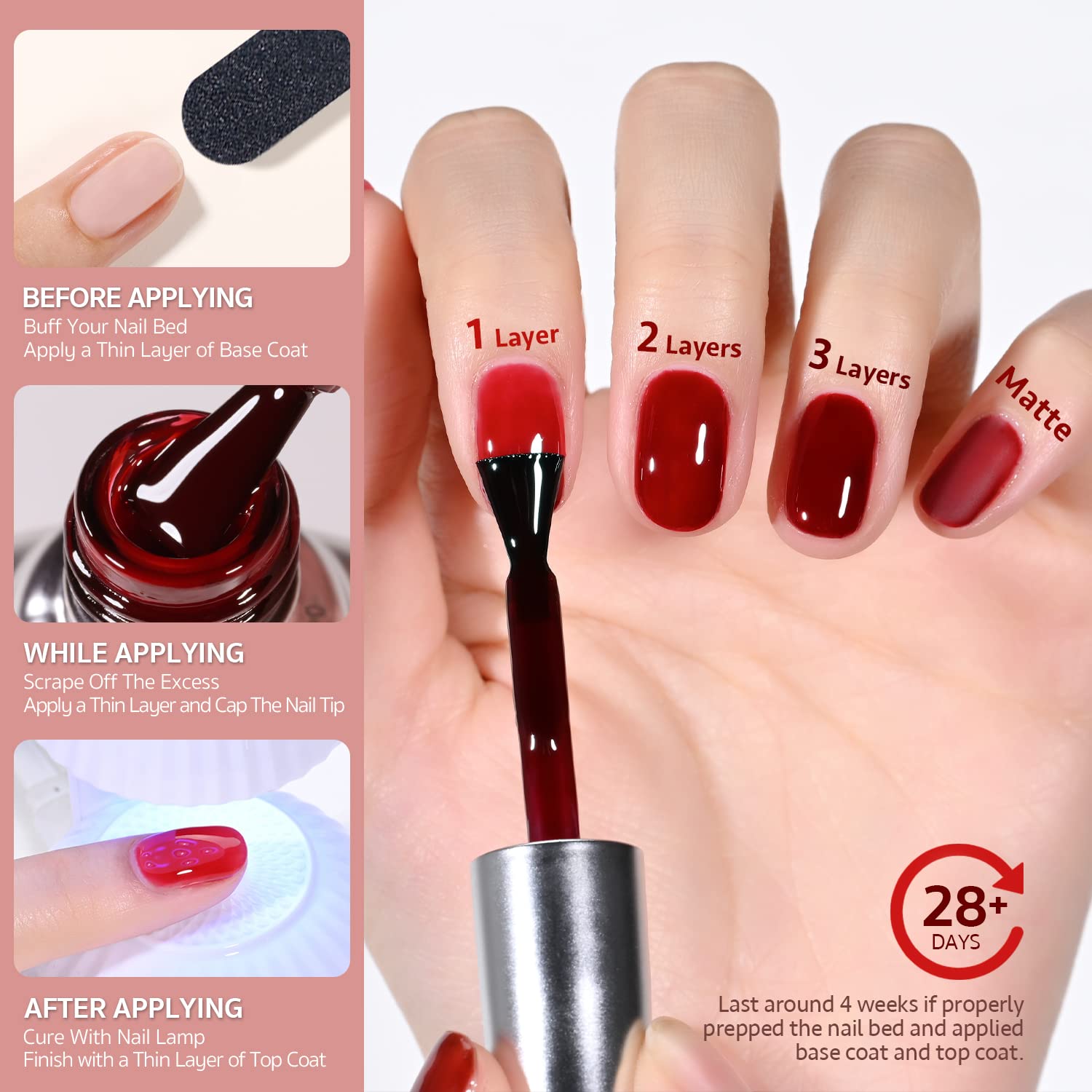 Foto 6 | Esmalte De Uñas Gaoy Sheer Red Gel 16 Ml Soak Off Translúcido - Venta Internacional.