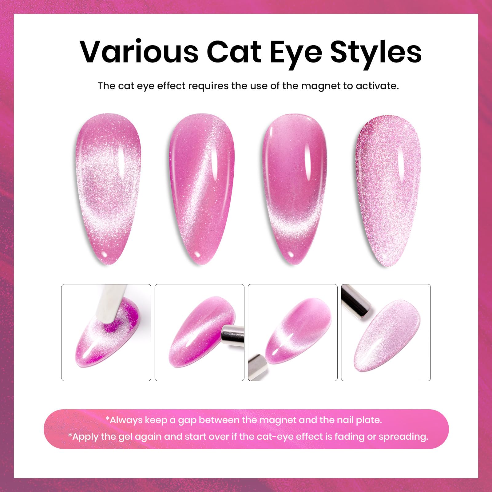 Foto 5 pulgar | Esmalte De Uñas En Gel Beetles Cat Eye Pink, 15 Ml Con Imán - Venta Internacional.