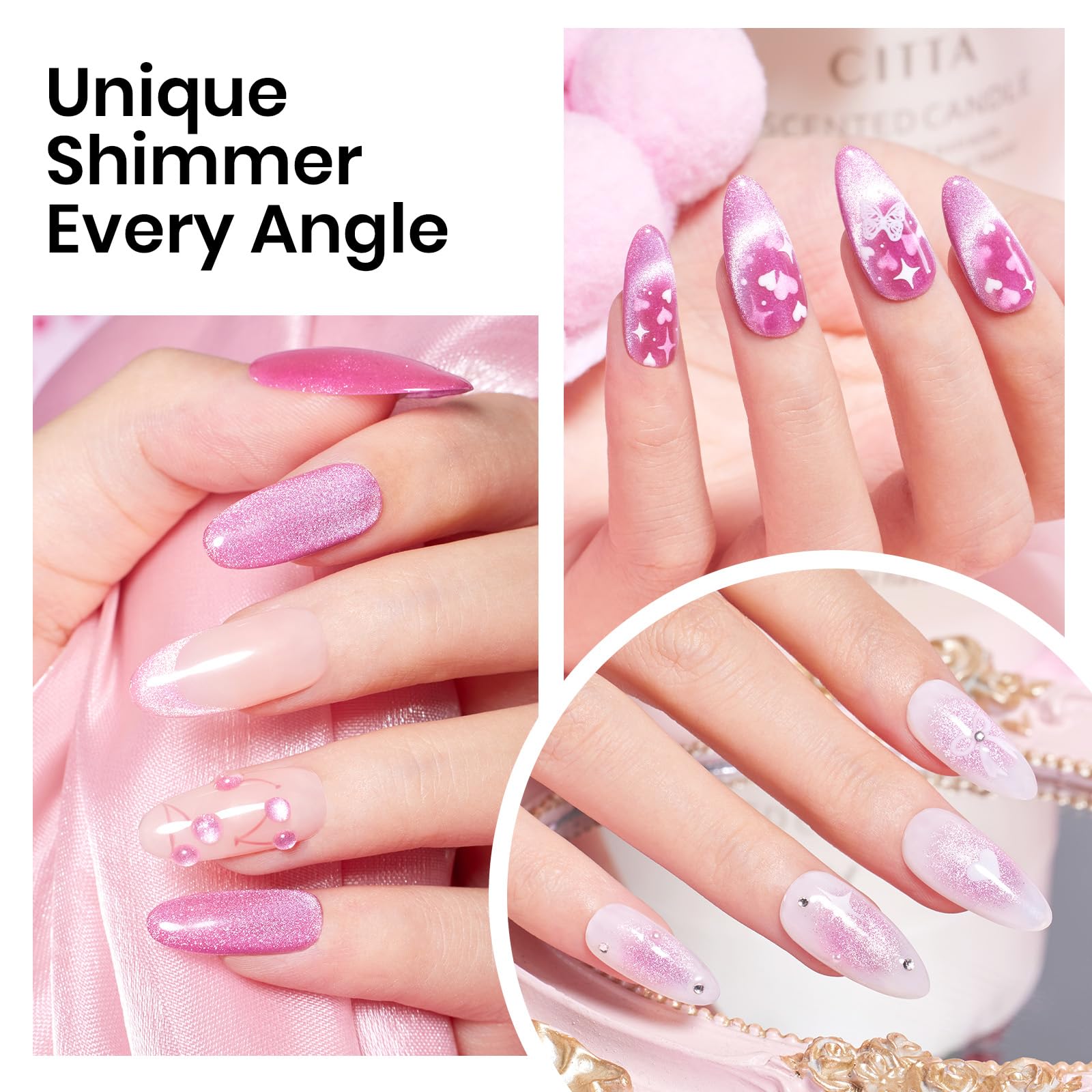 Foto 6 pulgar | Esmalte De Uñas En Gel Beetles Cat Eye Pink, 15 Ml Con Imán - Venta Internacional.