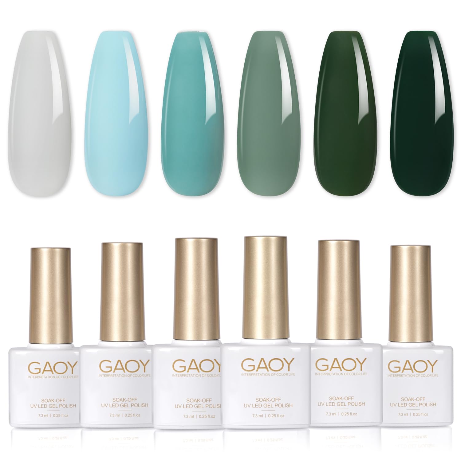 Set De Esmaltes De Uñas En Gel Gaoy Green Dark Forest Green Blue Grey - Venta Internacional.