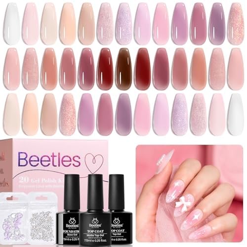 Foto 2 pulgar | Set De Esmaltes De Uñas Beetles Jelly Gel, 20 Colores, Purpurina Rosa - Venta Internacional.