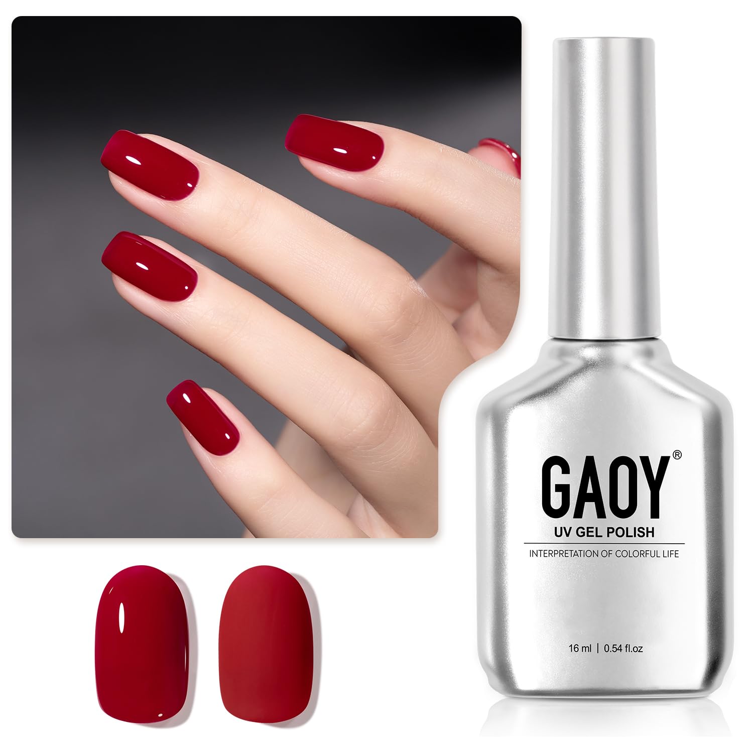 Esmalte De Uñas Gaoy Red Gel 16 Ml Soak Off Uv Light 1201 Carmine - Venta Internacional.