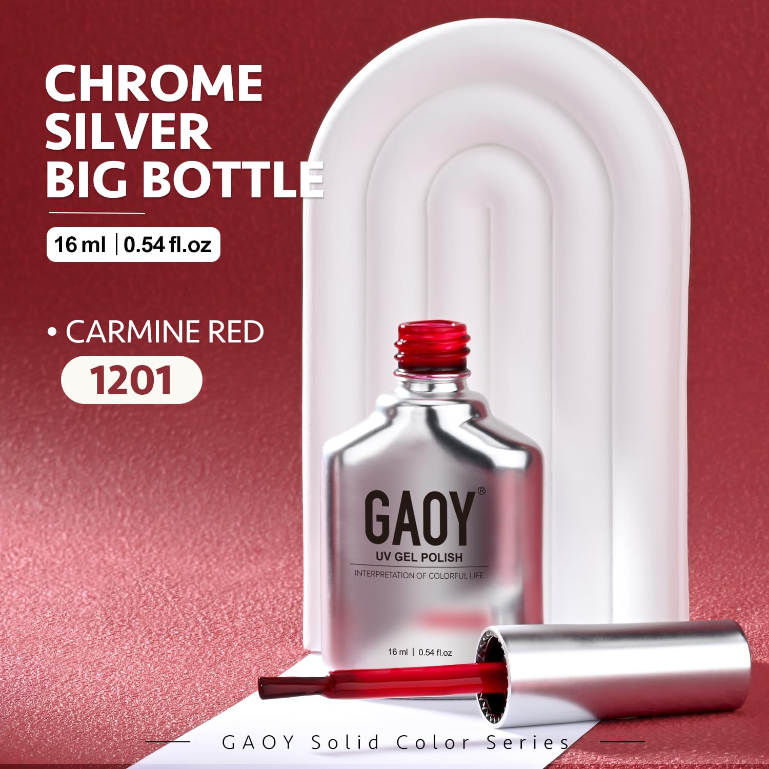 Foto 8 pulgar | Esmalte De Uñas Gaoy Red Gel 16 Ml Soak Off Uv Light 1201 Carmine - Venta Internacional.