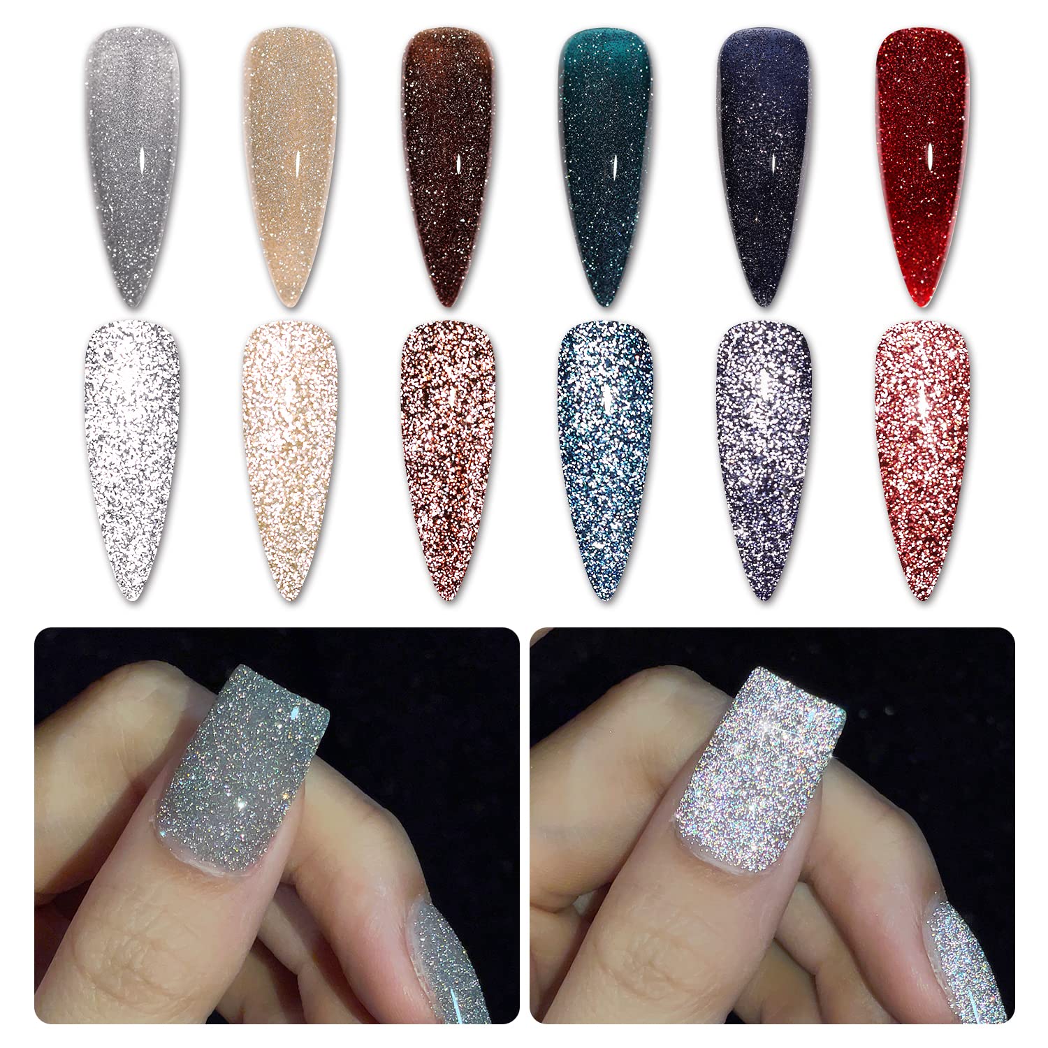 Foto 2 pulgar | Set De Esmaltes De Uñas Gaoy Reflective Gel Con Purpurina, 6 Colores, 7,3 Ml - Venta Internacional.