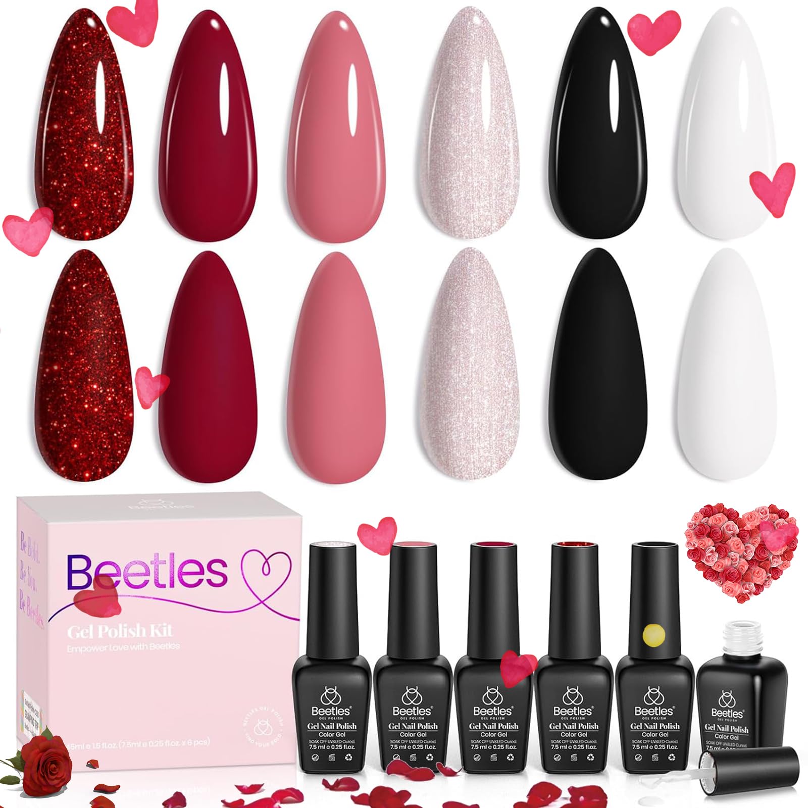 Esmalte De Uñas En Gel Beetles Spring Queen Of Hearts, Juego De 6 Colores - Venta Internacional.