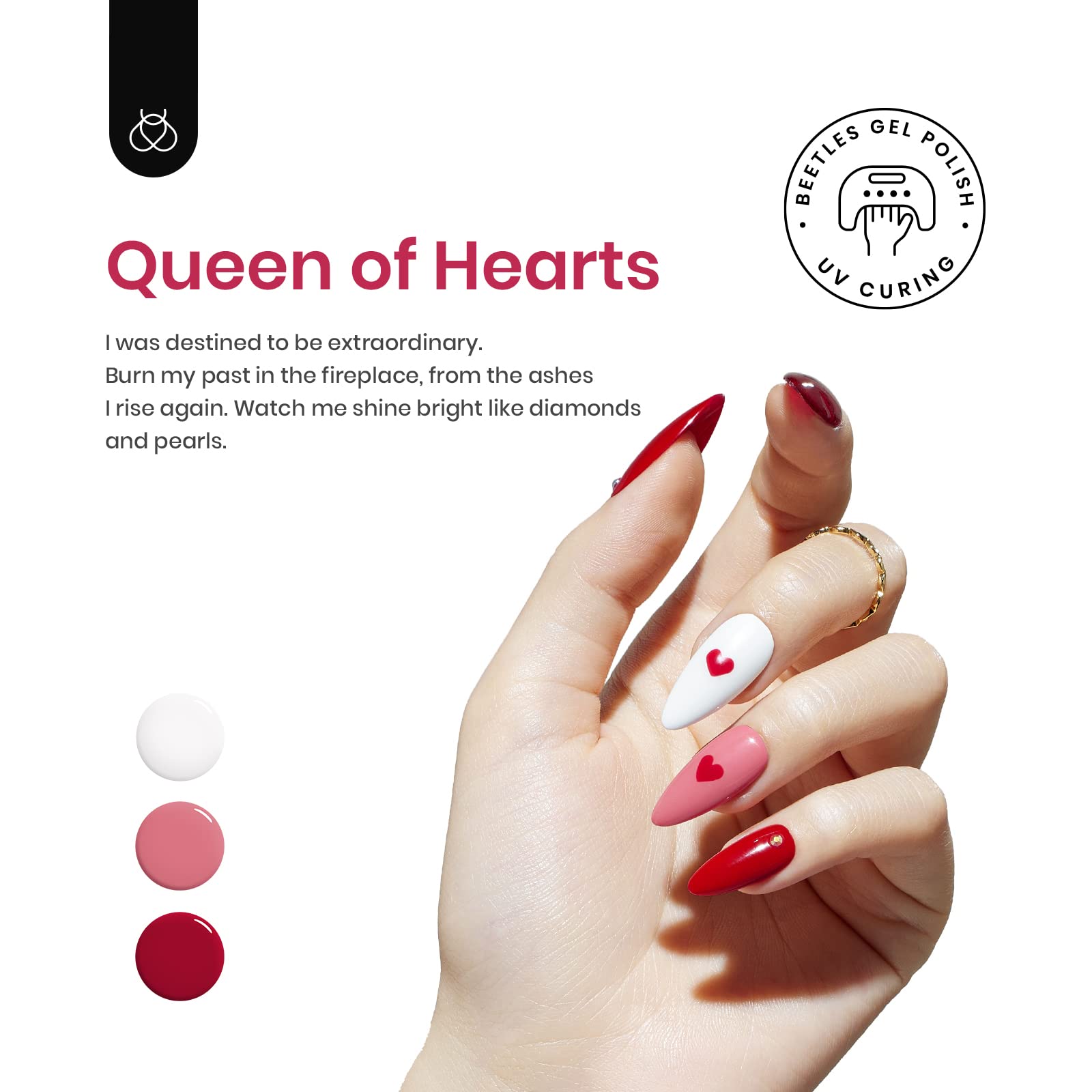 Foto 3 pulgar | Esmalte De Uñas En Gel Beetles Spring Queen Of Hearts, Juego De 6 Colores - Venta Internacional.