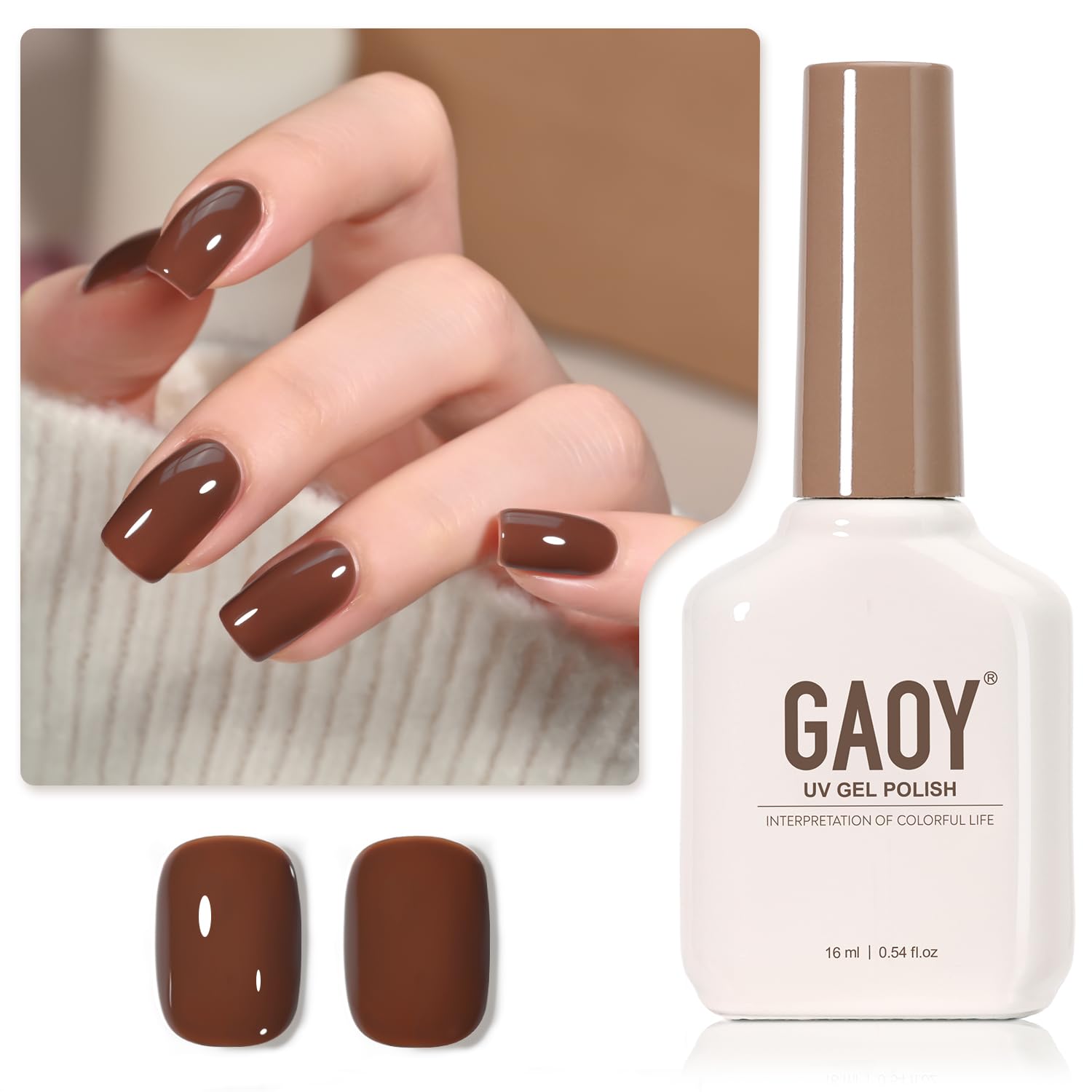 Esmalte De Uñas Gaoy Brown Gel, 16 Ml, Remoja Y Cura Con Luz Uv - Venta Internacional.