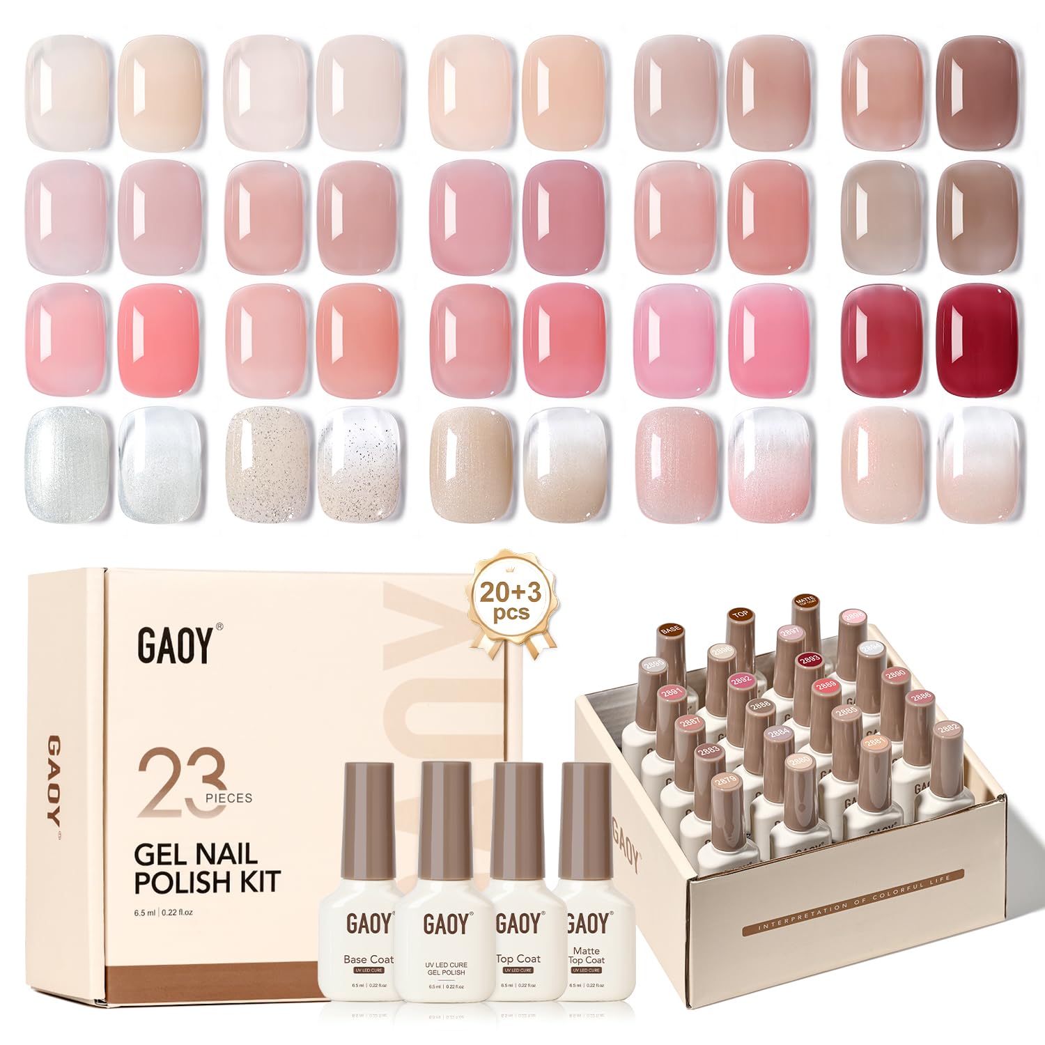 Foto 1 | Kit De Esmaltes De Uñas En Gel Gaoy Nude Pink Glitter, 23 Unidades Con Capa Superior - Venta Internacional.