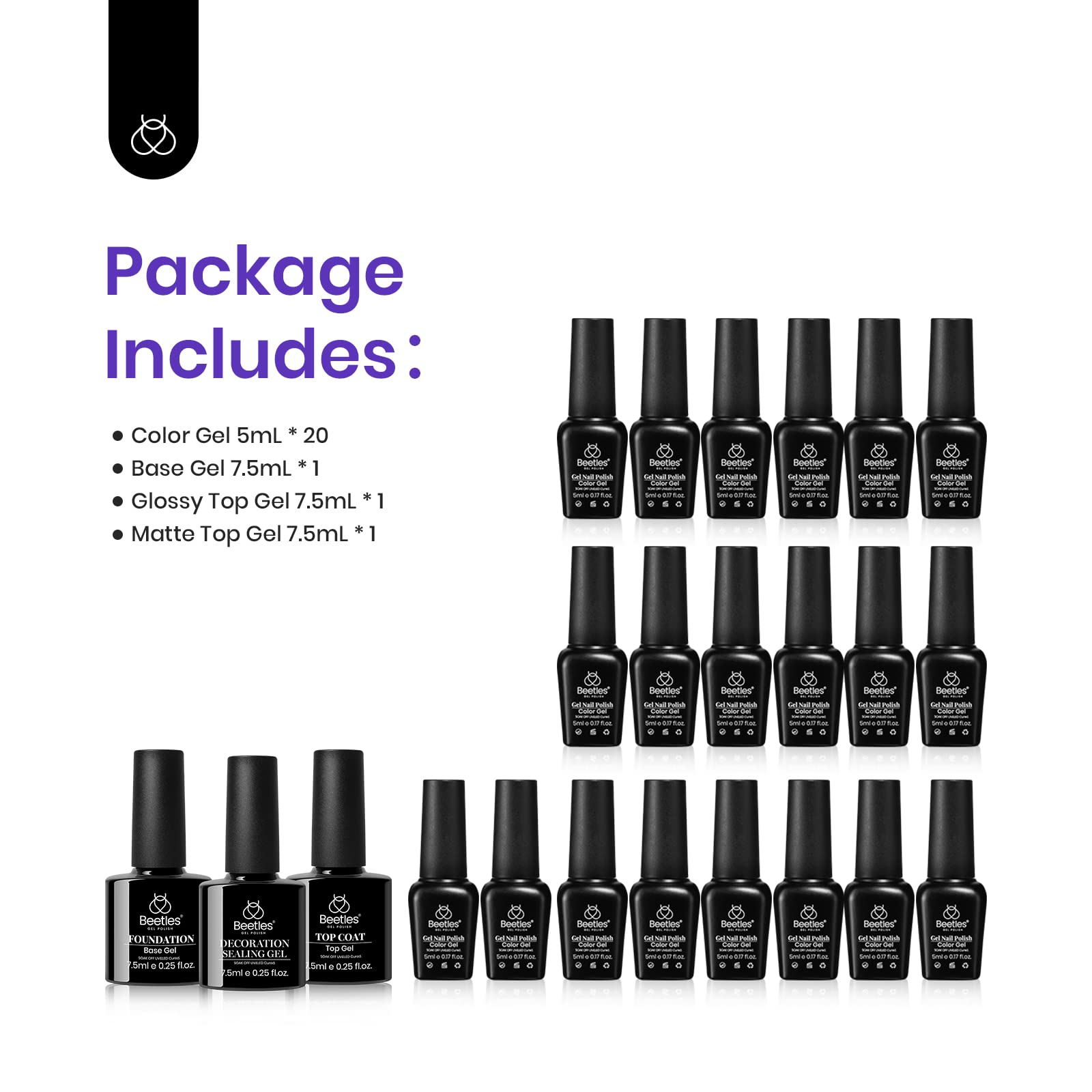 Foto 7 | Set De Esmaltes De Uñas Beetles Glitter Gel, 23 Unidades, Con Capa Superior Y Base - Venta Internacional.