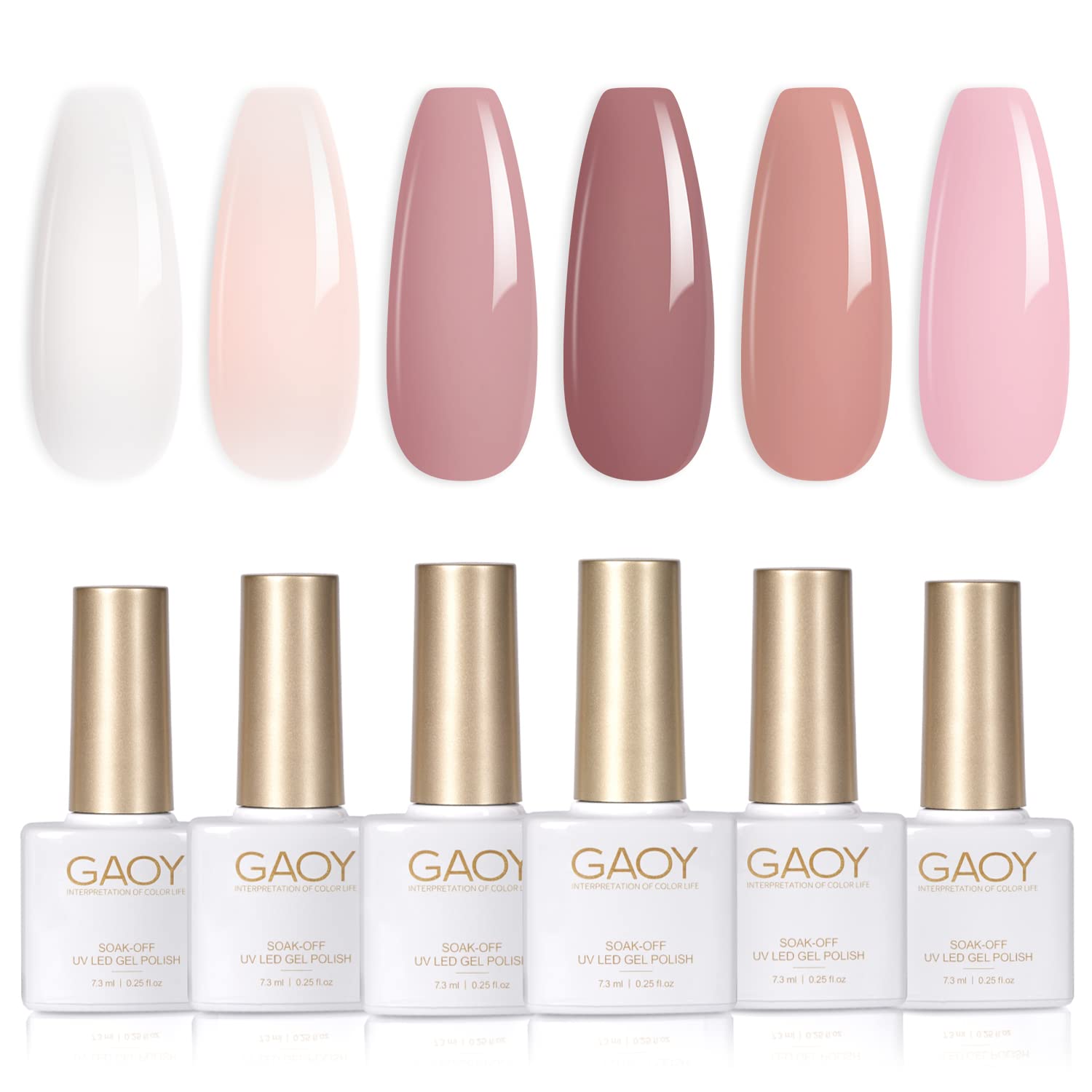 Set De Esmaltes De Uñas Gaoy Pink Nude Gel, 6 Colores, 7,3 Ml, Luz Uv - Venta Internacional.