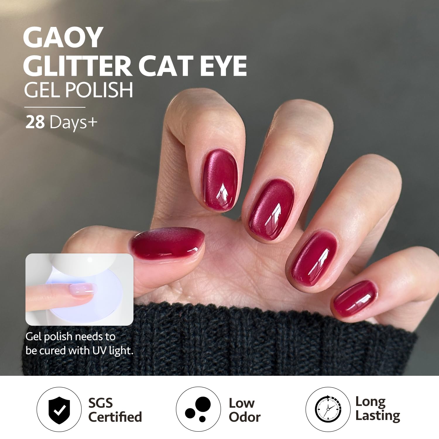Foto 5 pulgar | Esmalte De Uñas Gaoy Glassy Cat Eye Gel 16 Ml Con Imán 2220 Ruby - Venta Internacional.
