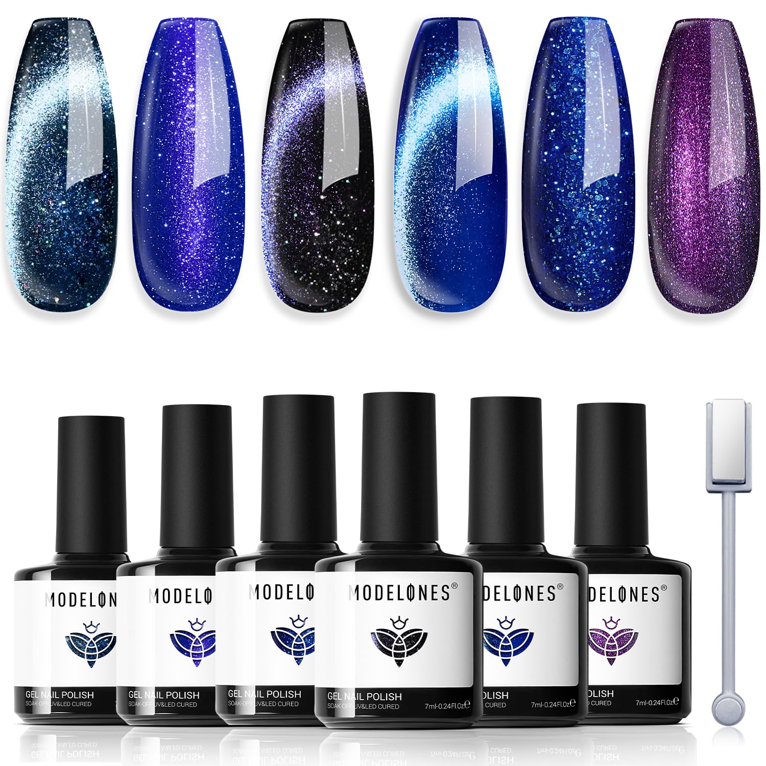 Set De Esmaltes De Uñas En Gel Modelones Cat Eye, 6 Colores, 7 Ml - Venta Internacional.