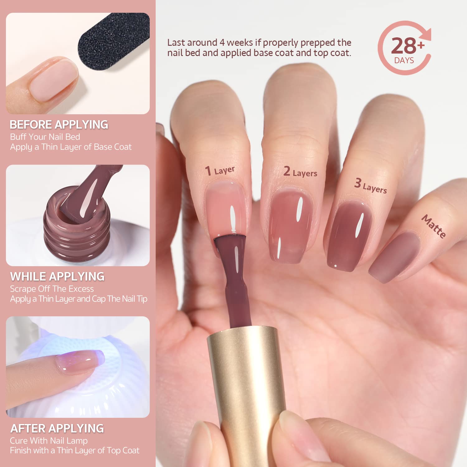 Foto 5 pulgar | Set De Esmaltes De Uñas Gaoy Jelly Nude, 6 Colores, 7,3 Ml, Uv Light Cure - Venta Internacional.
