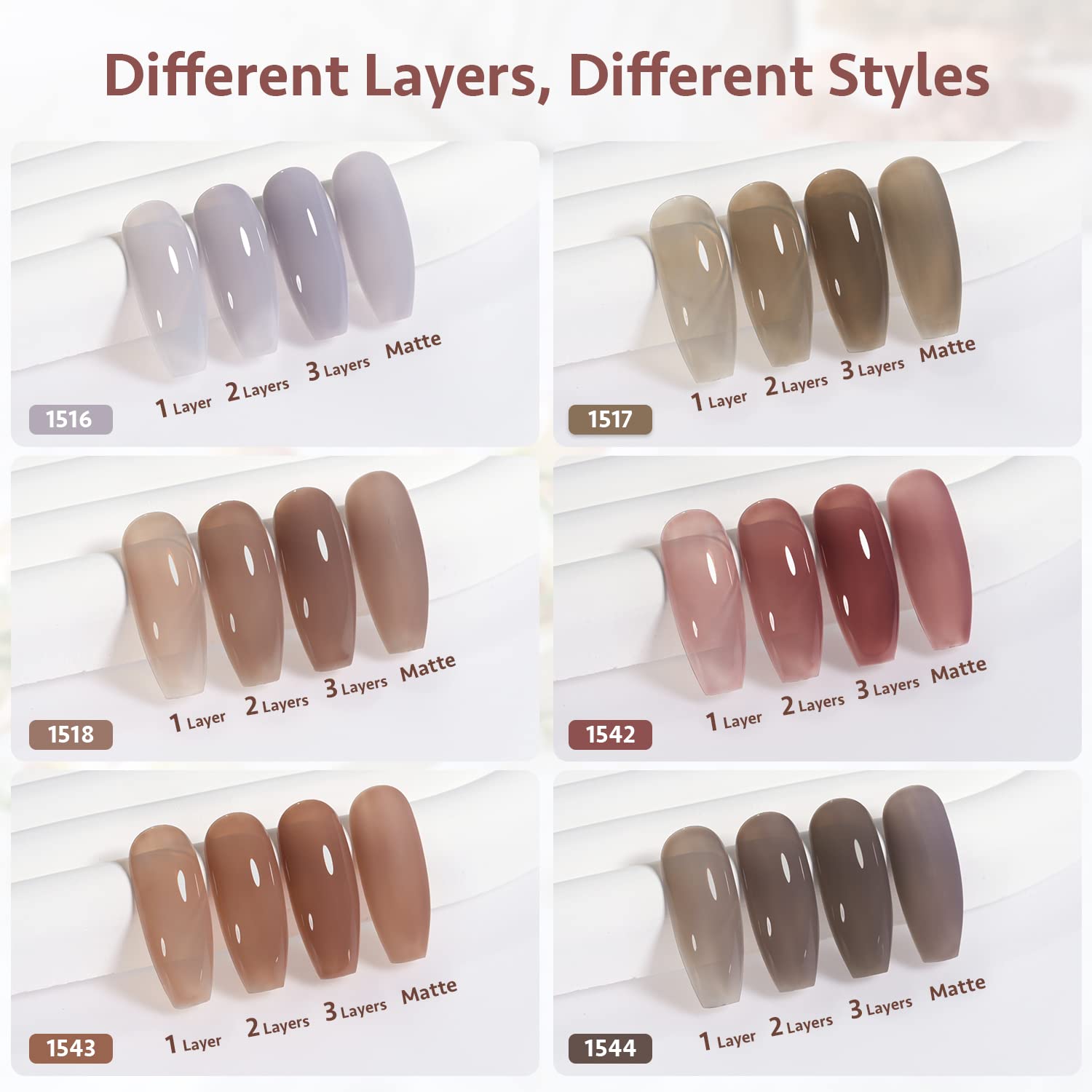 Foto 6 pulgar | Set De Esmaltes De Uñas Gaoy Jelly Nude, 6 Colores, 7,3 Ml, Uv Light Cure - Venta Internacional.