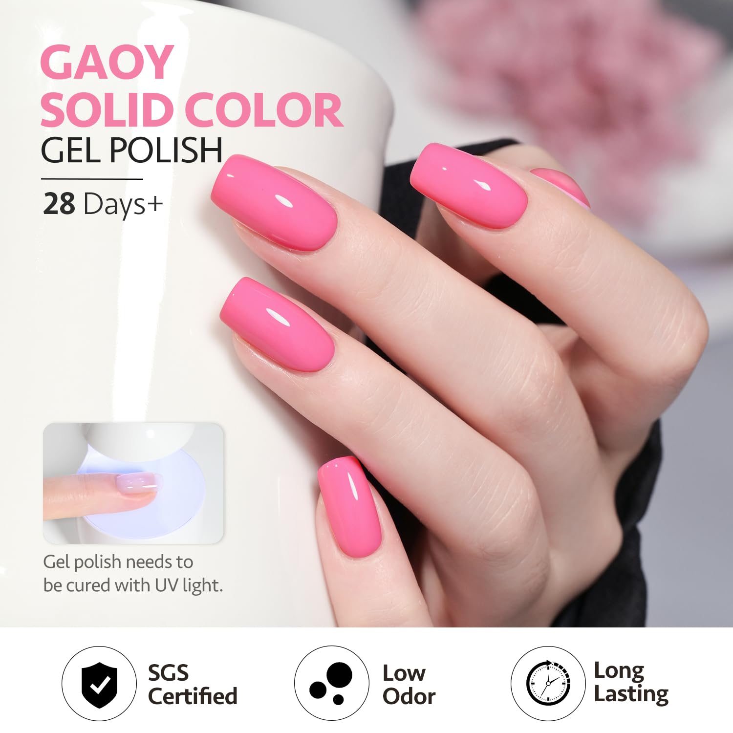 Foto 6 | Esmalte De Uñas En Gel Gaoy Bright Pink, 16 Ml, Remoja Y Cura Con Luz Uv - Venta Internacional.