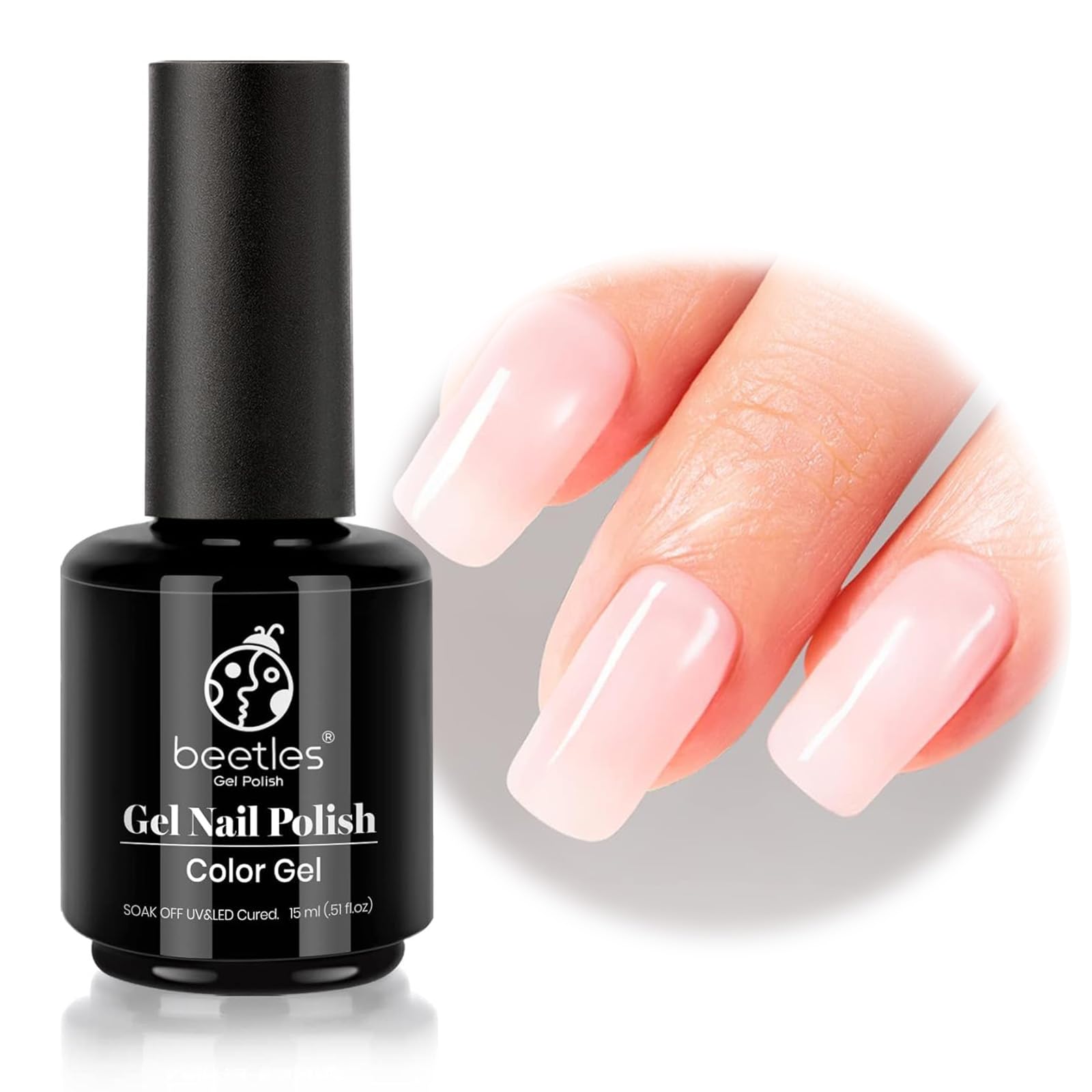 Set De Esmaltes De Uñas Beetles Neutral Gel, 15 Ml, Color Rosa Nude Con Lámpara - Venta Internacional.