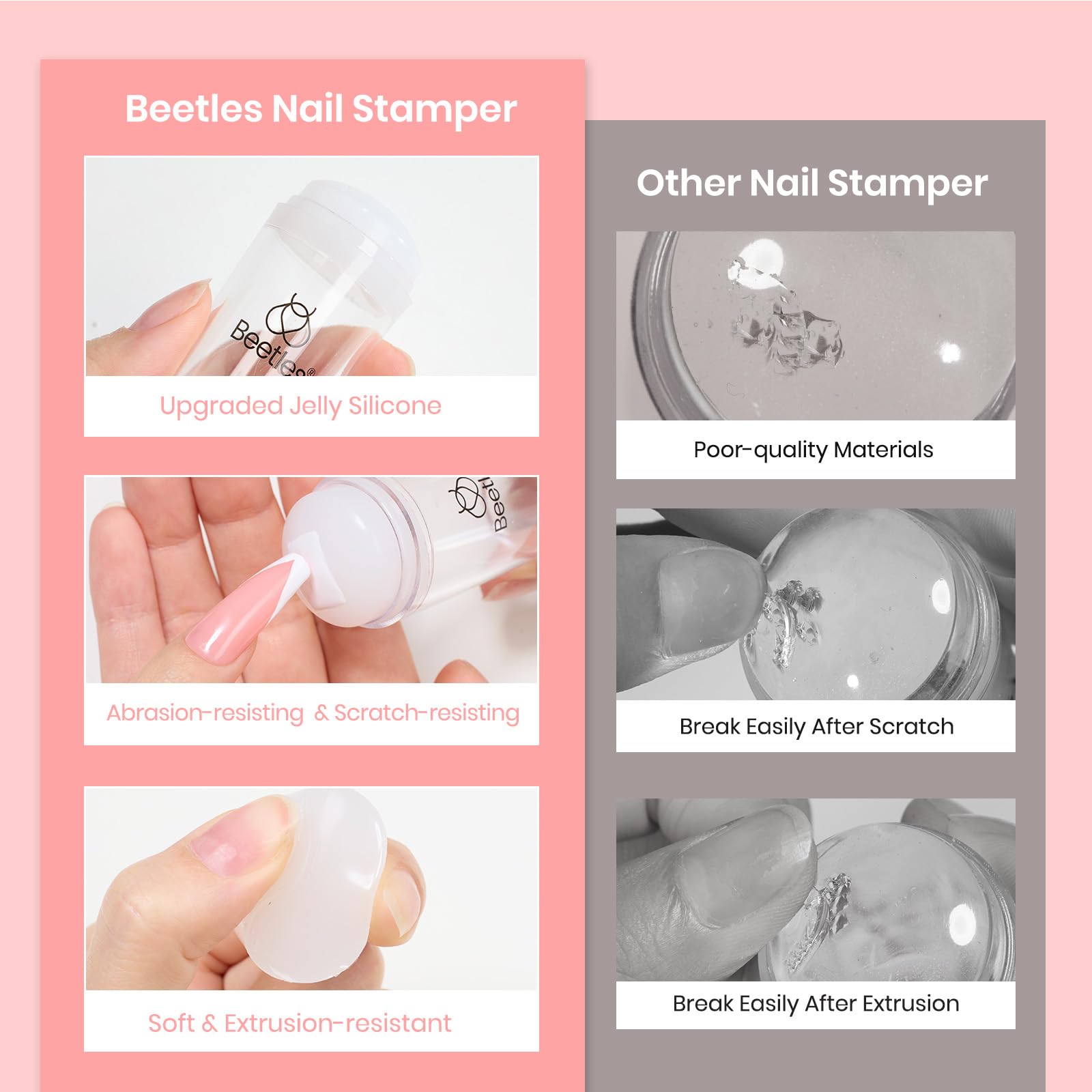 Foto 3 pulgar | Sello De Uñas Con Forma De Escarabajos Con Punta Francesa Y Raspador Para Manicura Mujer - Venta Internacional.
