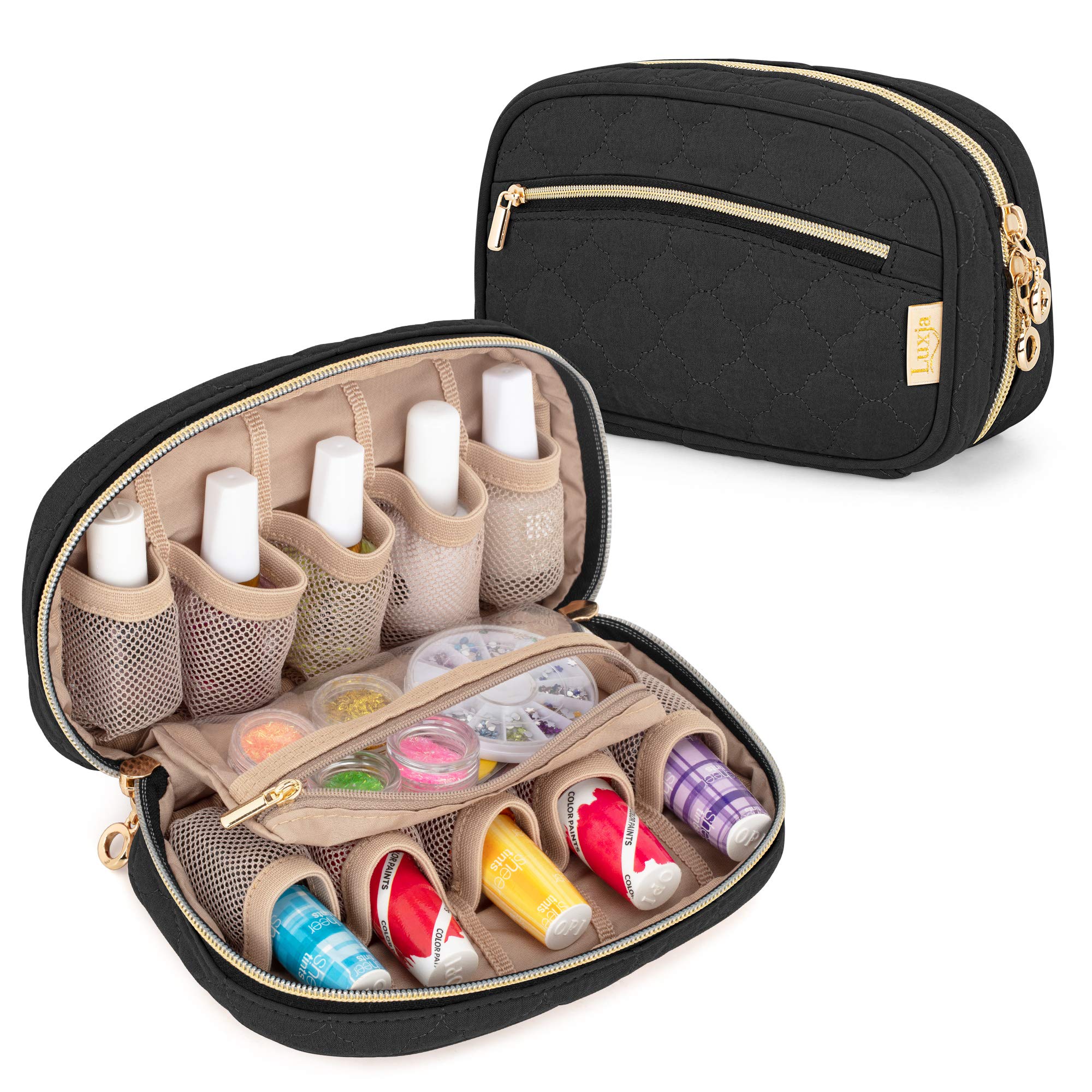 Estuche De Esmalte De Uñas Luxja Con Capacidad Para 10 Botellas De 15 Ml Con Bolsillos Con Cierre - Venta Internacional