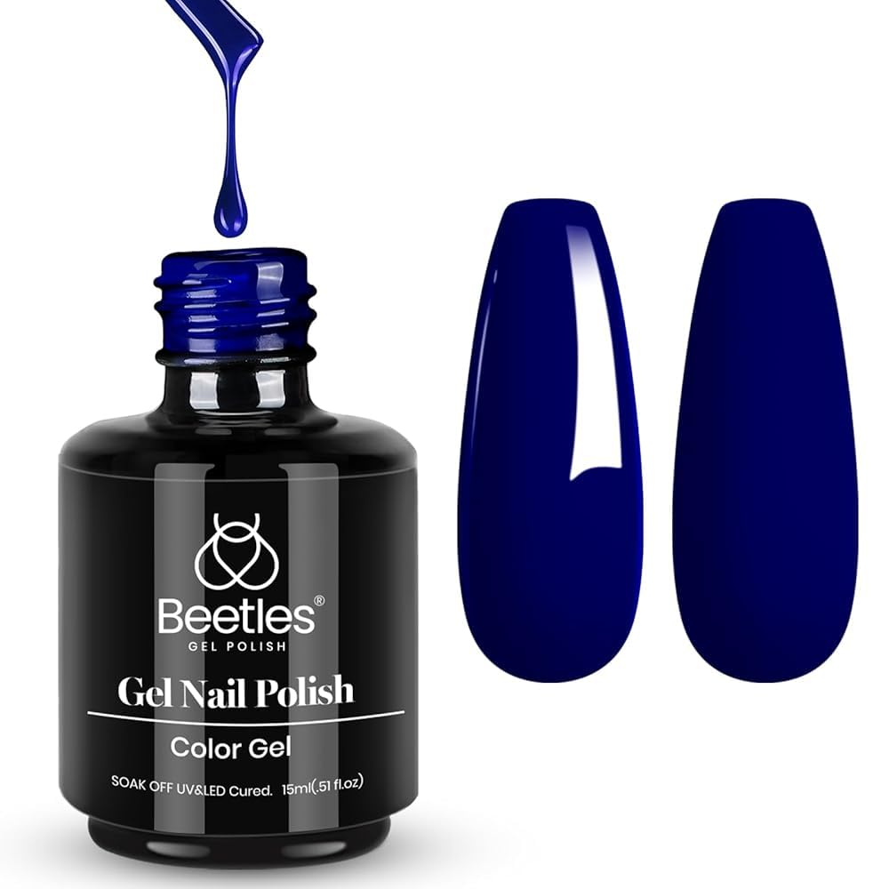 Esmalte De Uñas En Gel Beetles Midnight Ocean Navy Azul Oscuro, 15 Ml - Venta Internacional.