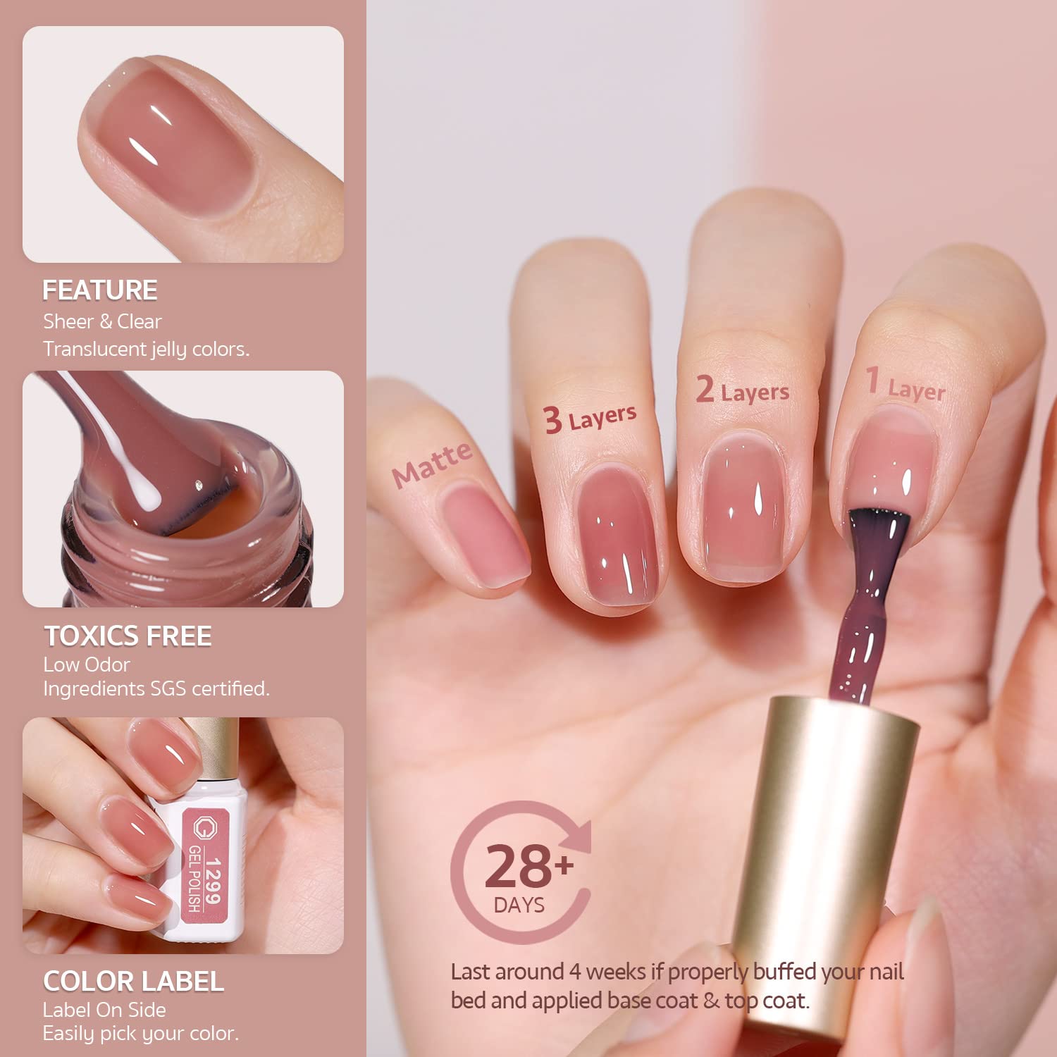 Foto 6 pulgar | Set De Esmaltes De Uñas Gaoy Jelly Gel Sheer Nude Pink, 15 Unidades - Venta Internacional.