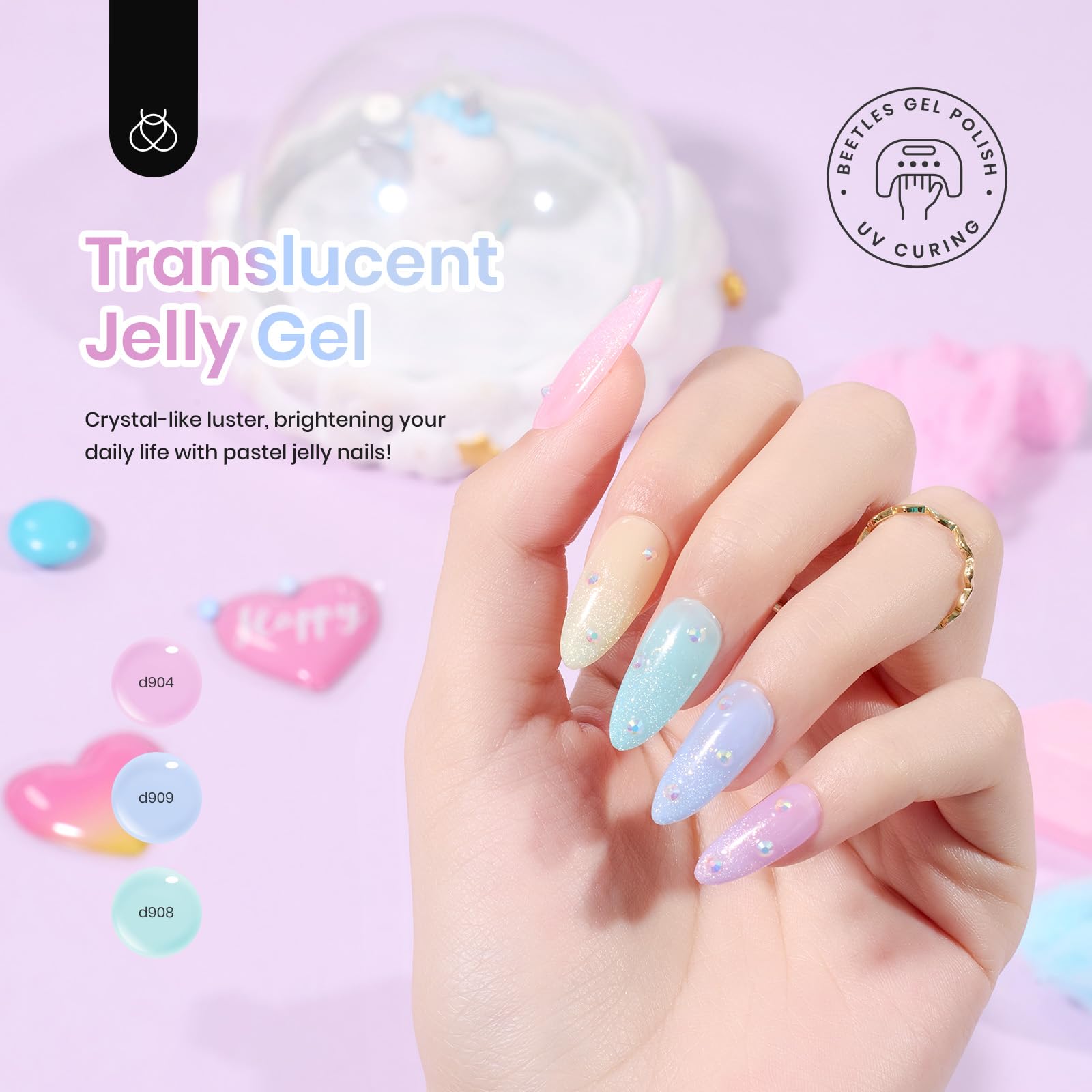Foto 3 | Set De Esmaltes De Uñas En Gel Beetles Jelly Spring Pastel, 6 Colores - Venta Internacional.