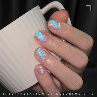 Foto 4 | Esmalte De Uñas Gaoy Cat Eye Gel, 16 Ml, Purpurina Azul Con Base Nude - Venta Internacional.