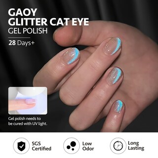 Foto 5 | Esmalte De Uñas Gaoy Cat Eye Gel, 16 Ml, Purpurina Azul Con Base Nude - Venta Internacional.