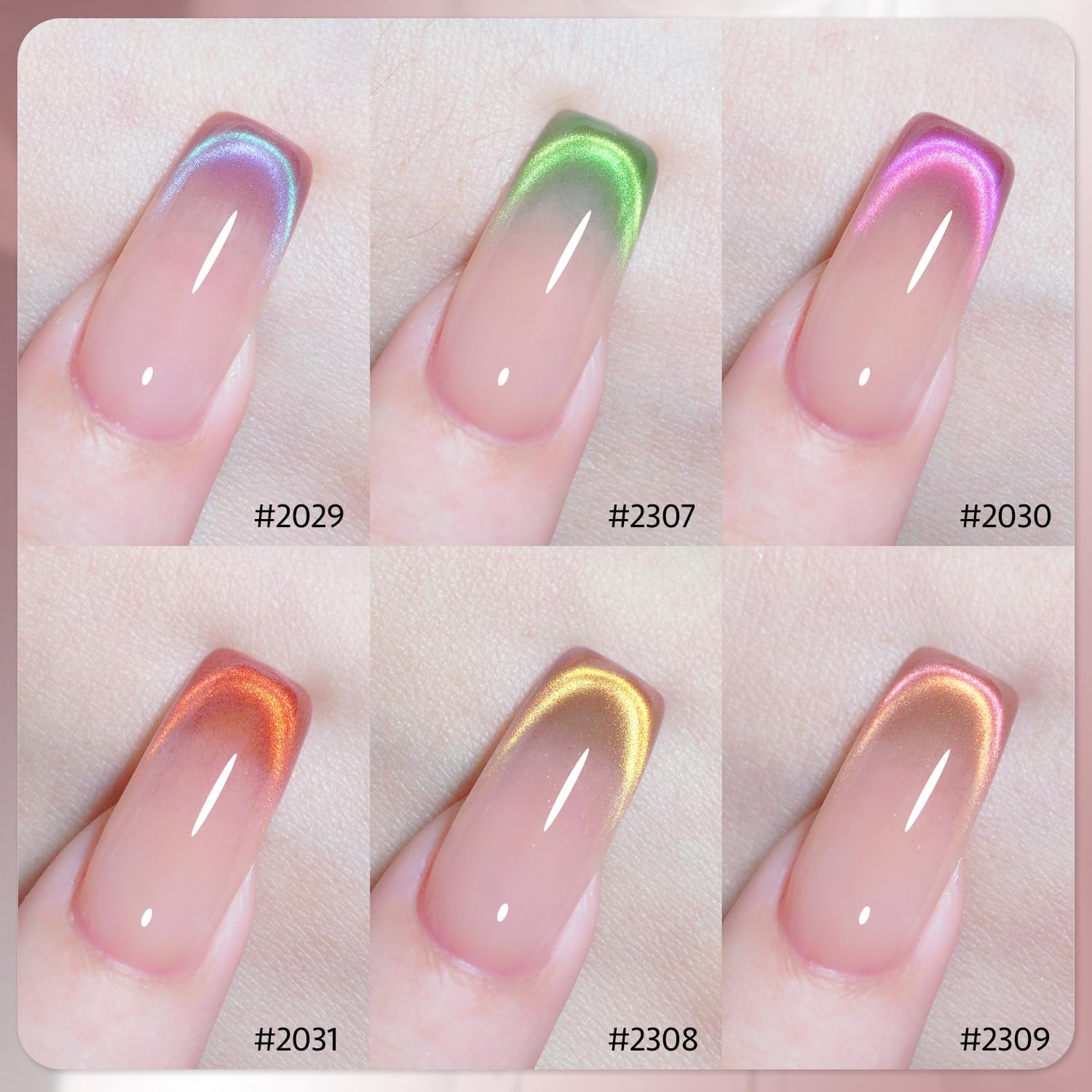 Foto 3 pulgar | Set De Esmaltes De Uñas Gaoy Cat Eye Gel Con Imán Con Purpurina Rosa Y Verde - Venta Internacional.