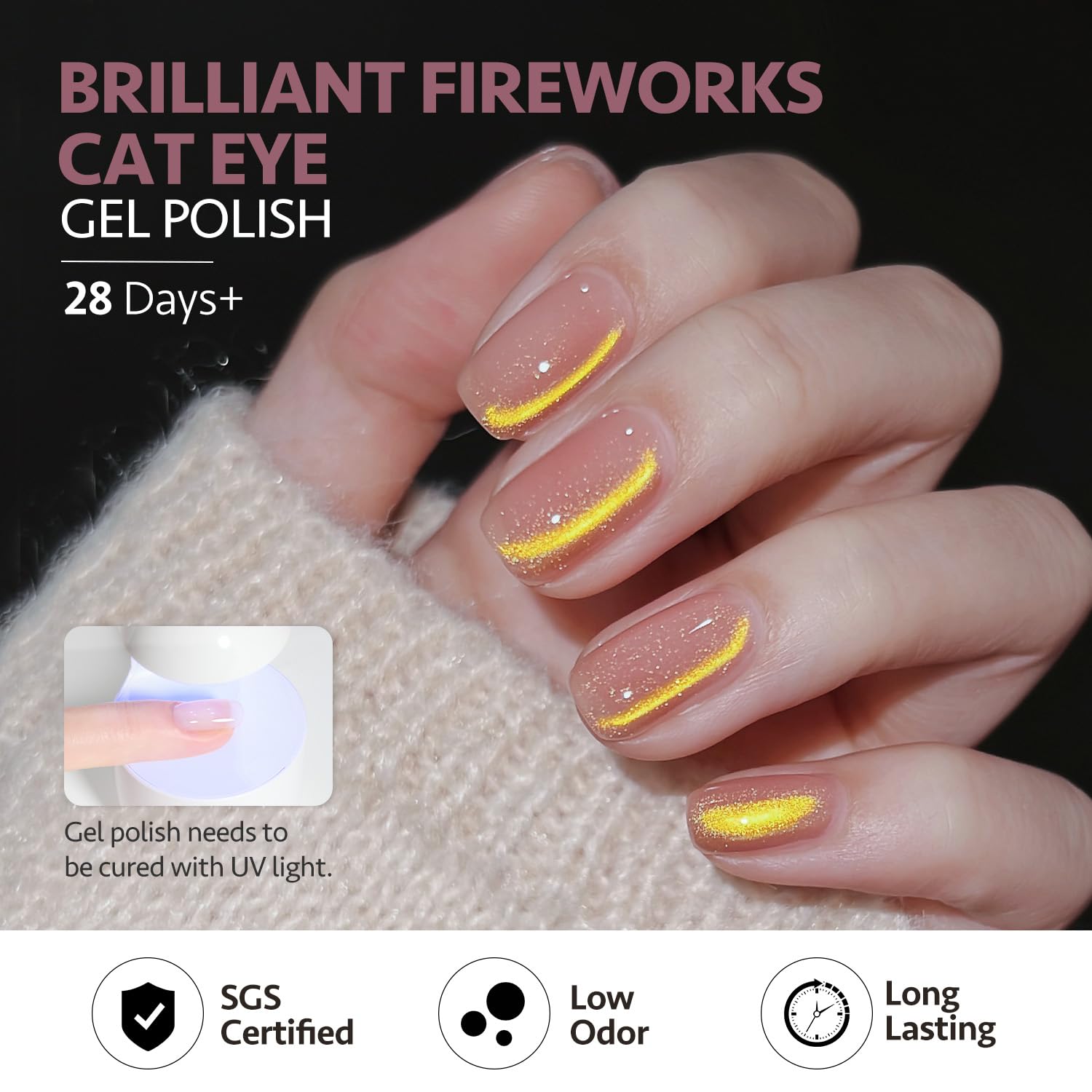 Foto 6 pulgar | Set De Esmaltes De Uñas Gaoy Cat Eye Gel Con Imán Con Purpurina Rosa Y Verde - Venta Internacional.