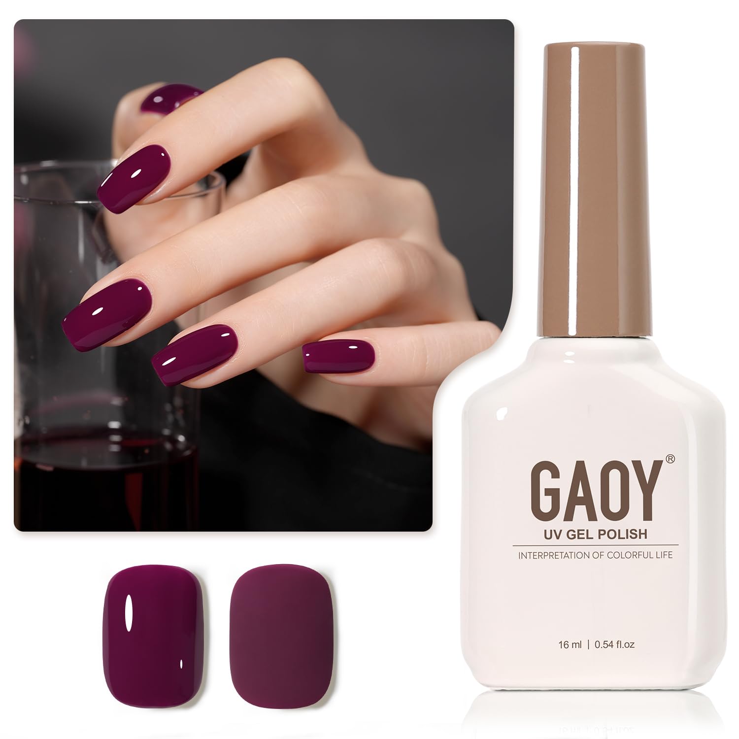 Esmalte De Uñas Gaoy Purple Gel, 16 Ml, Remoja Y Cura Con Luz Uv - Venta Internacional.