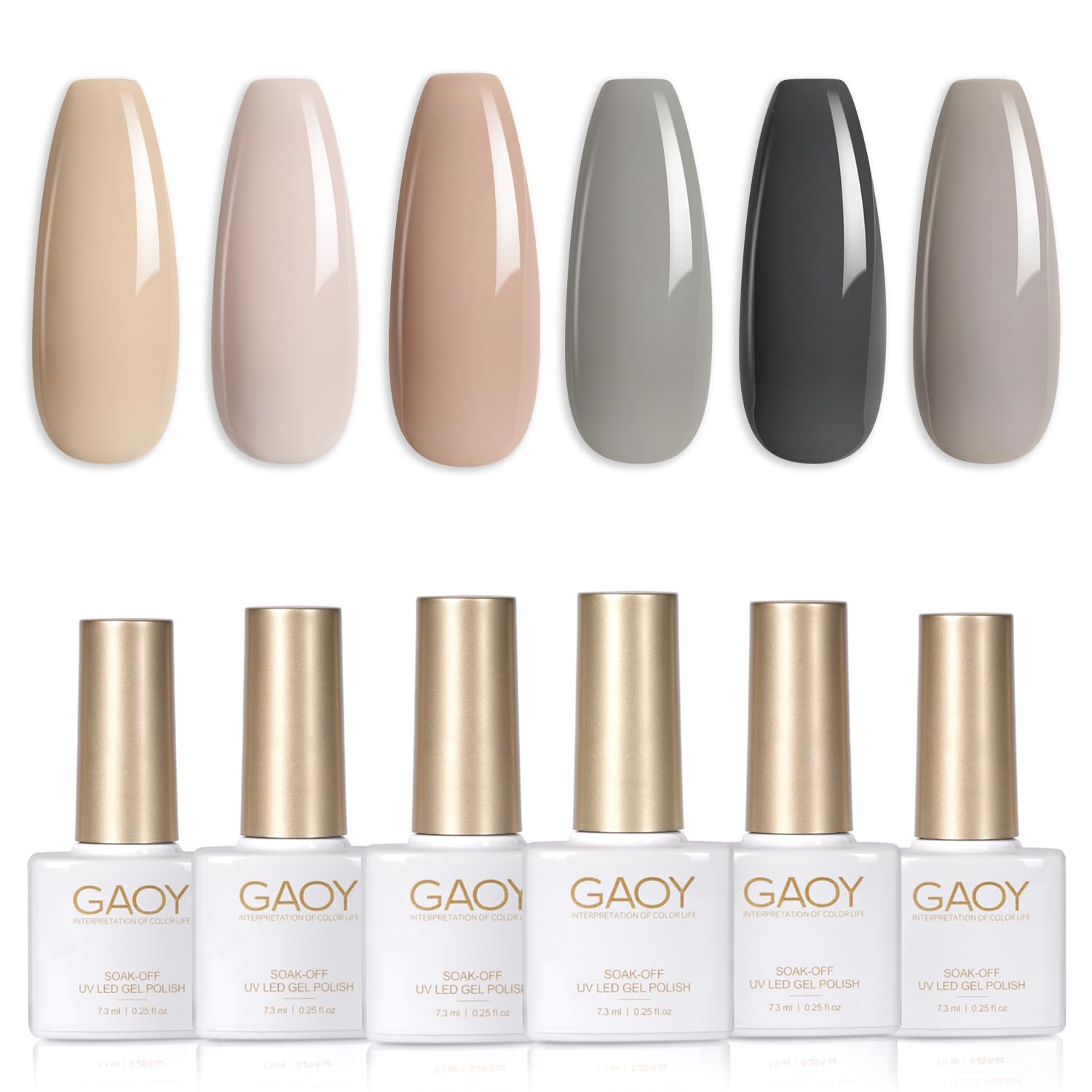 Set De Esmaltes De Uñas En Gel Gaoy Grey, 6 Colores, Marrón Nude, Beige - Venta Internacional.