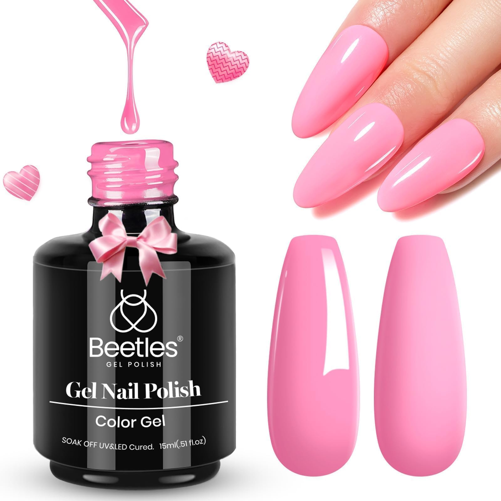 Esmalte De Uñas En Gel Beetles Pink, 15 Ml, Para Mujer - Venta Internacional.