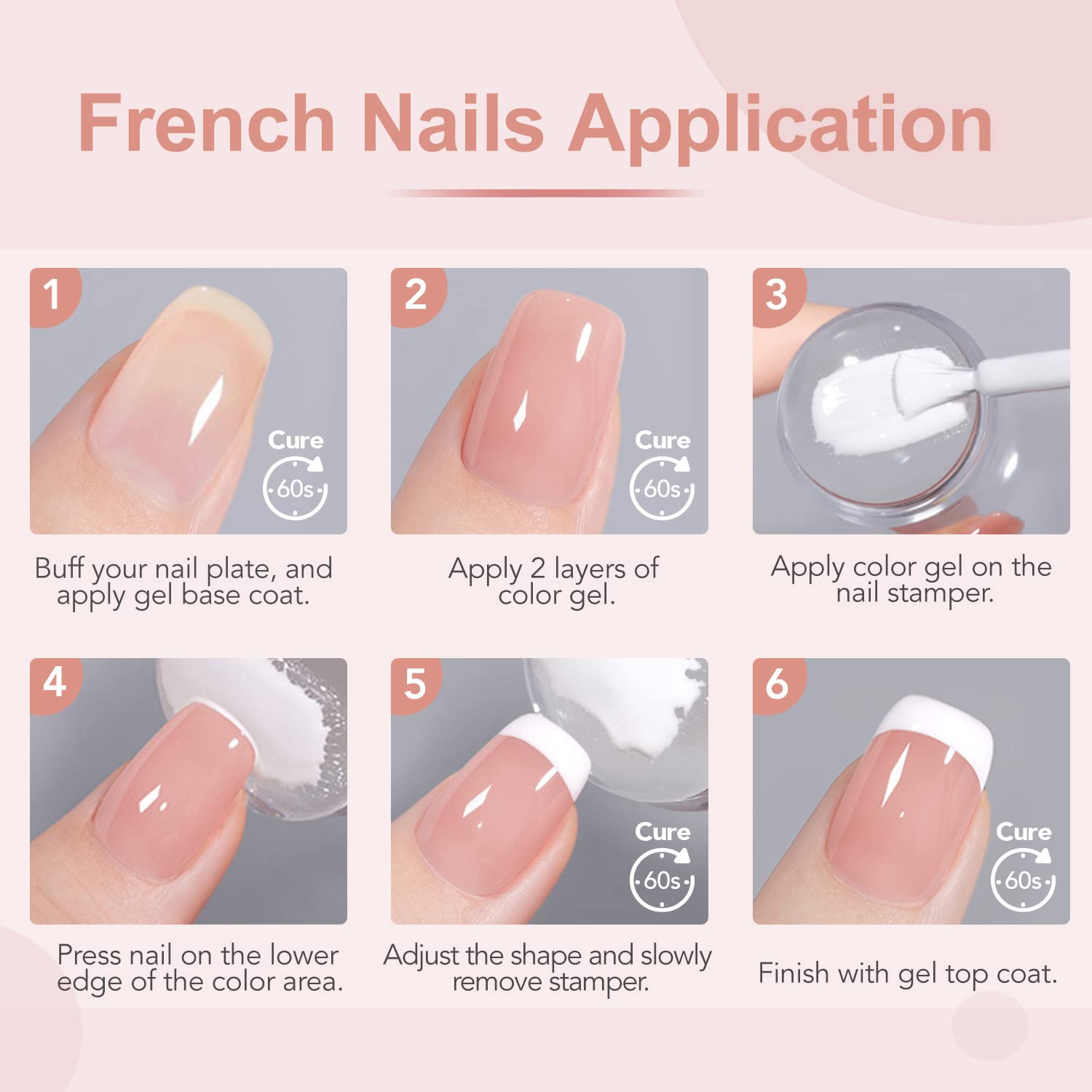 Foto 4 pulgar | Set De Manicura Francesa Gaoy, Sellador De Uñas Con 2 Esmaltes De Gel - Venta Internacional.