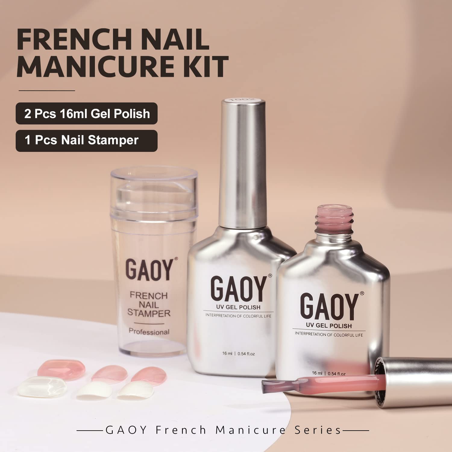 Foto 7 pulgar | Set De Manicura Francesa Gaoy, Sellador De Uñas Con 2 Esmaltes De Gel - Venta Internacional.