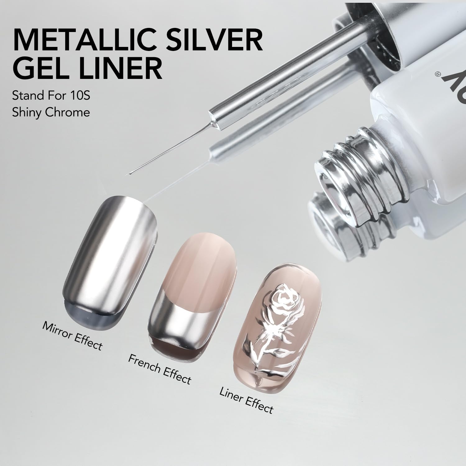 Foto 3 pulgar | Esmalte De Uñas En Gel Gaoy Cromado Plateado, 8 Ml, Efecto Espejo 3d - Venta Internacional.