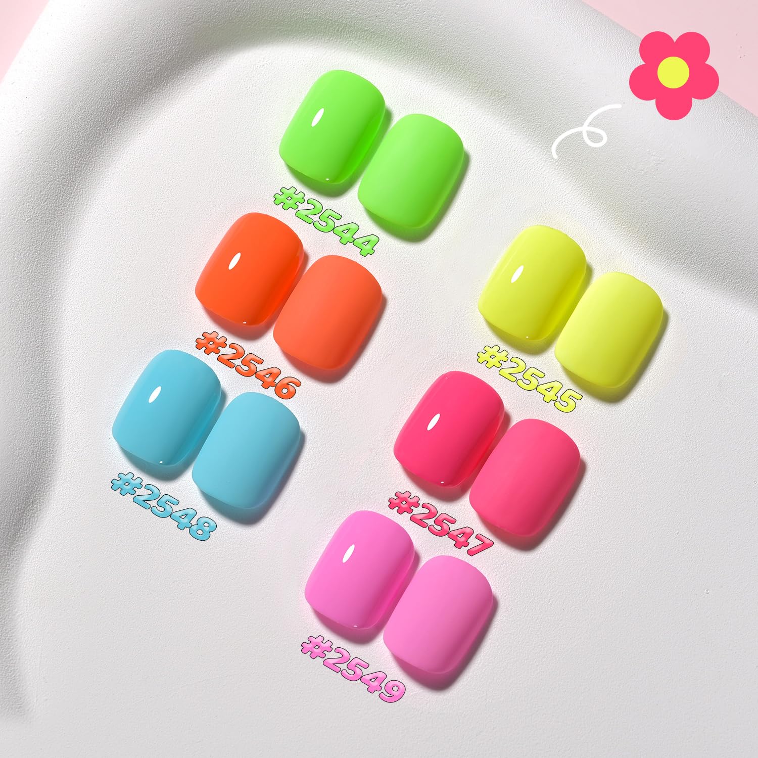 Foto 3 pulgar | Set De Esmaltes De Uñas En Gel Gaoy, Verde Neón Y Rosa, 6 Colores, 7,3 Ml - Venta Internacional.